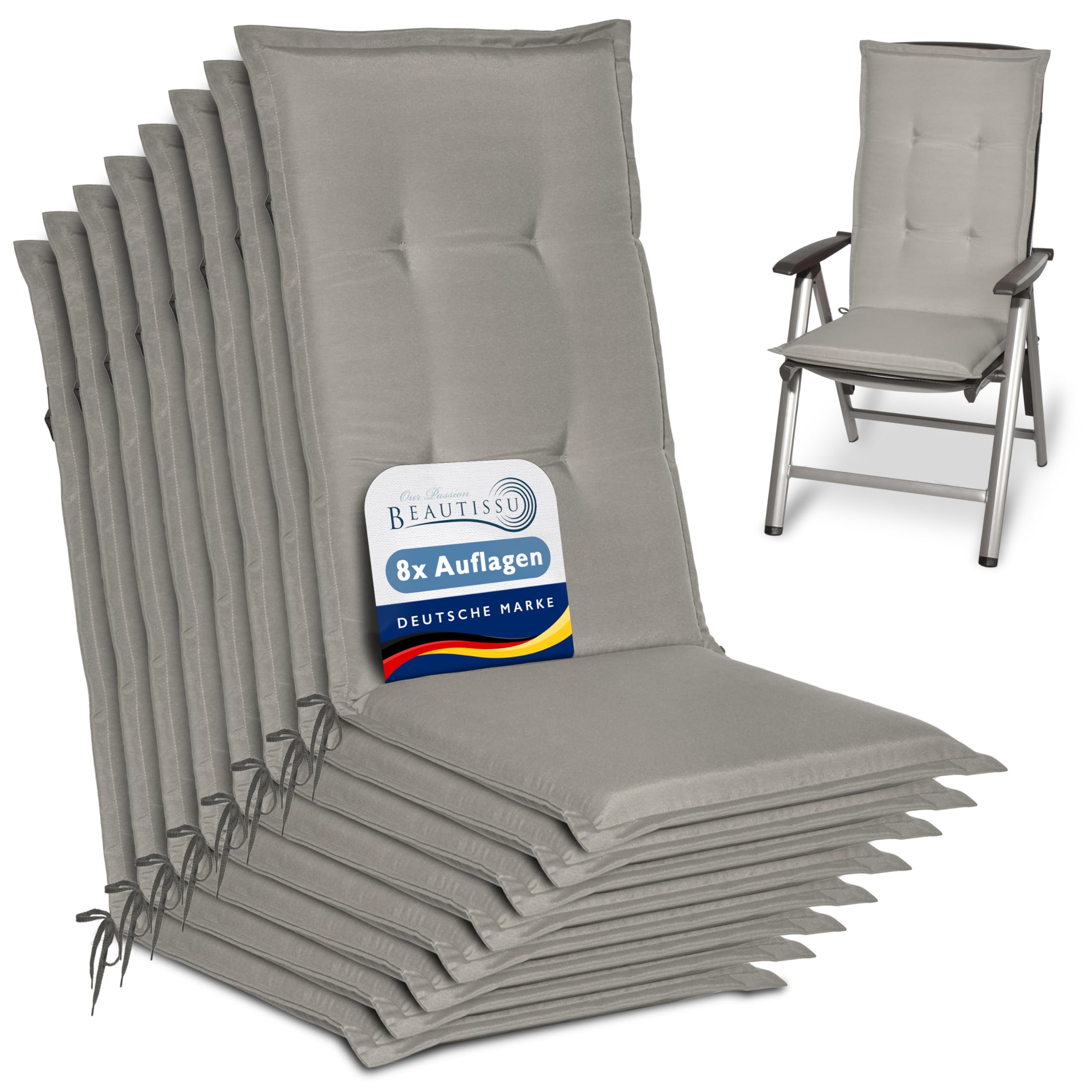 Beautissu 6er Set Gartenstuhlauflage 120x50x6 cm Loft HL