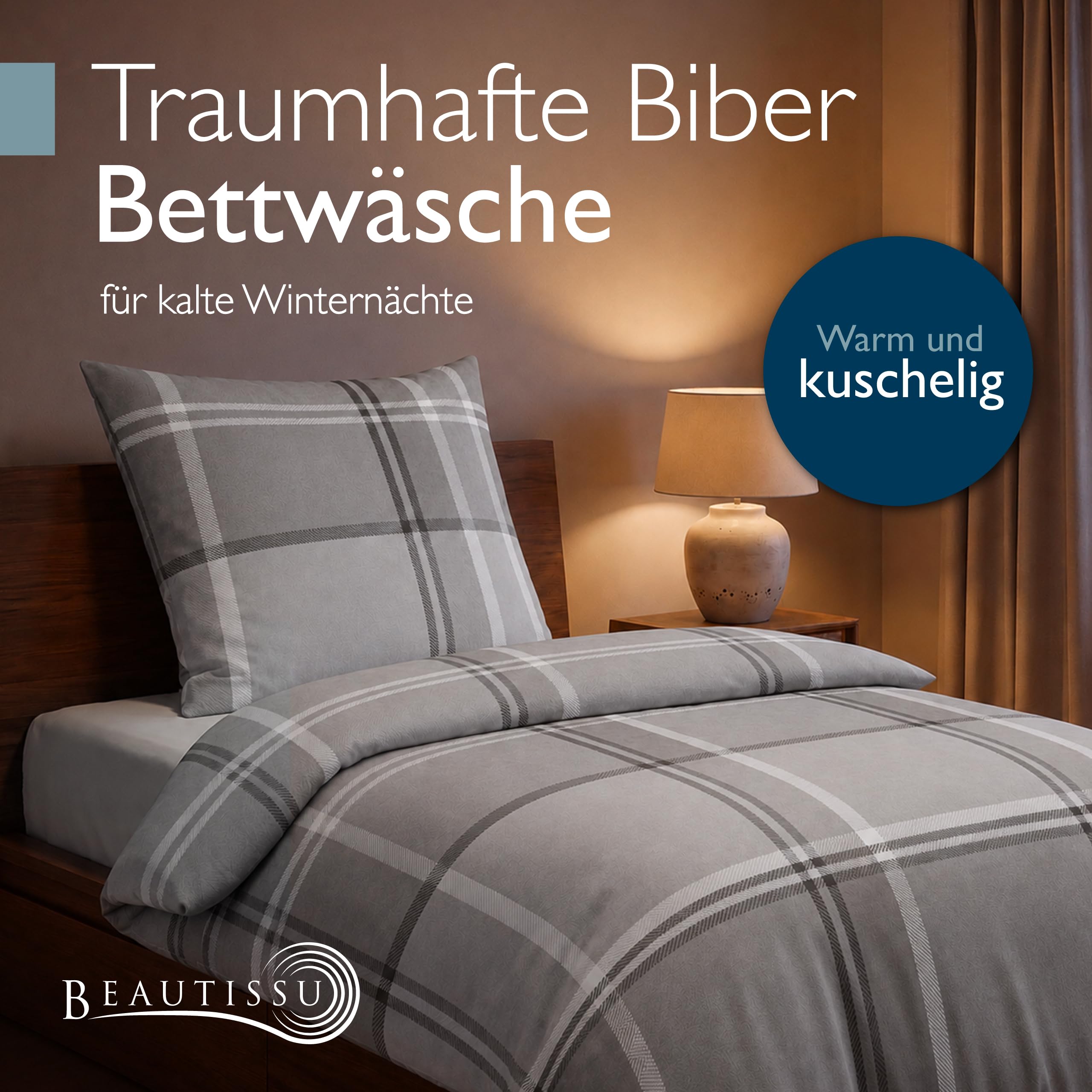 Beautissu Biber Bettwäsche 2tlg Winter Kariert 100% Baumwolle