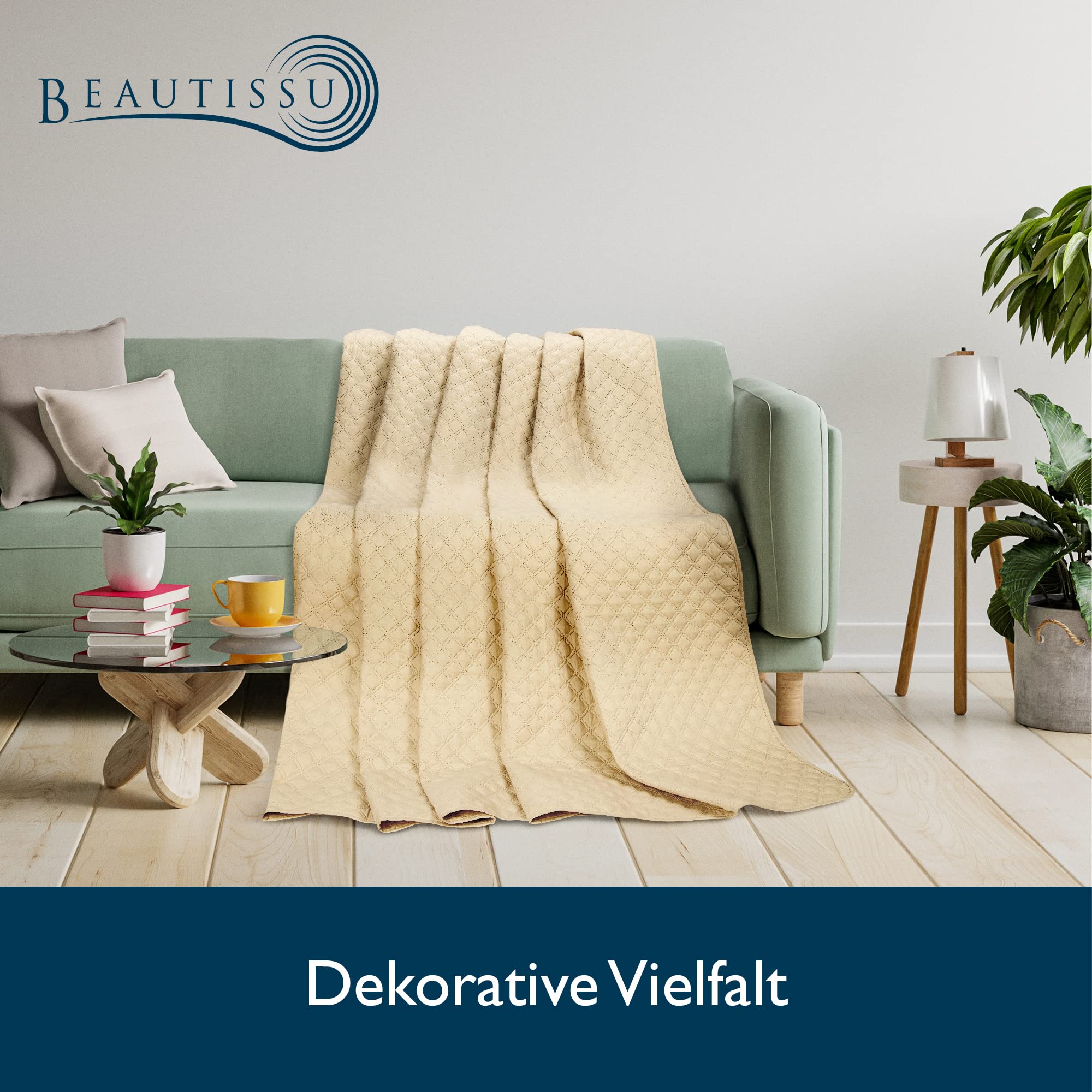 Beautissu Tagesdecke in Steppoptik Olivia