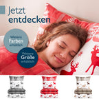 Beautissu Biber Bettwäsche 2tlg Winter Rentiermotiv 100% Baumwolle
