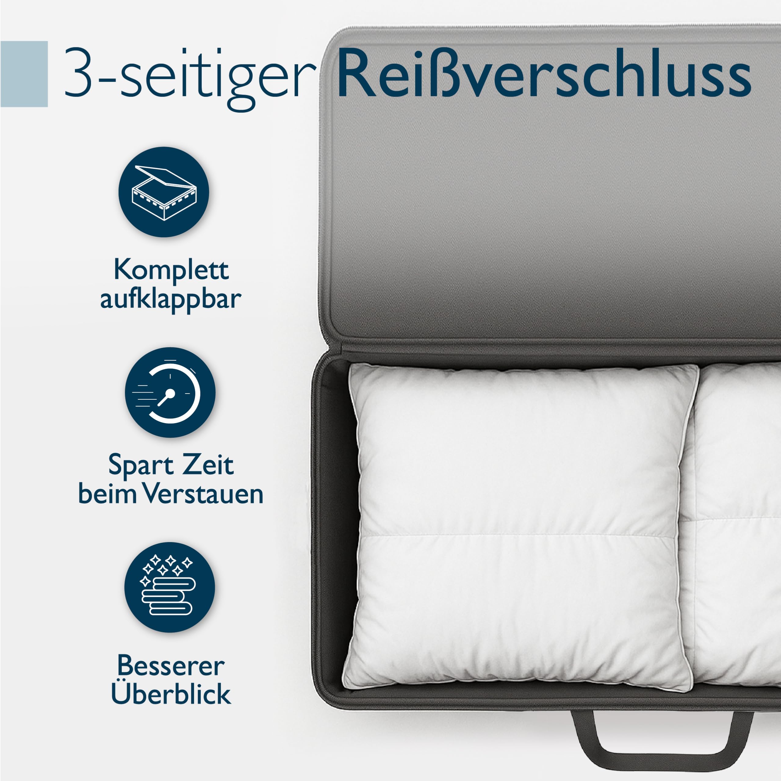 Beautissu Große Aufbewahrungstasche für Bettdecken, Kopfkissen, Klappmatratze