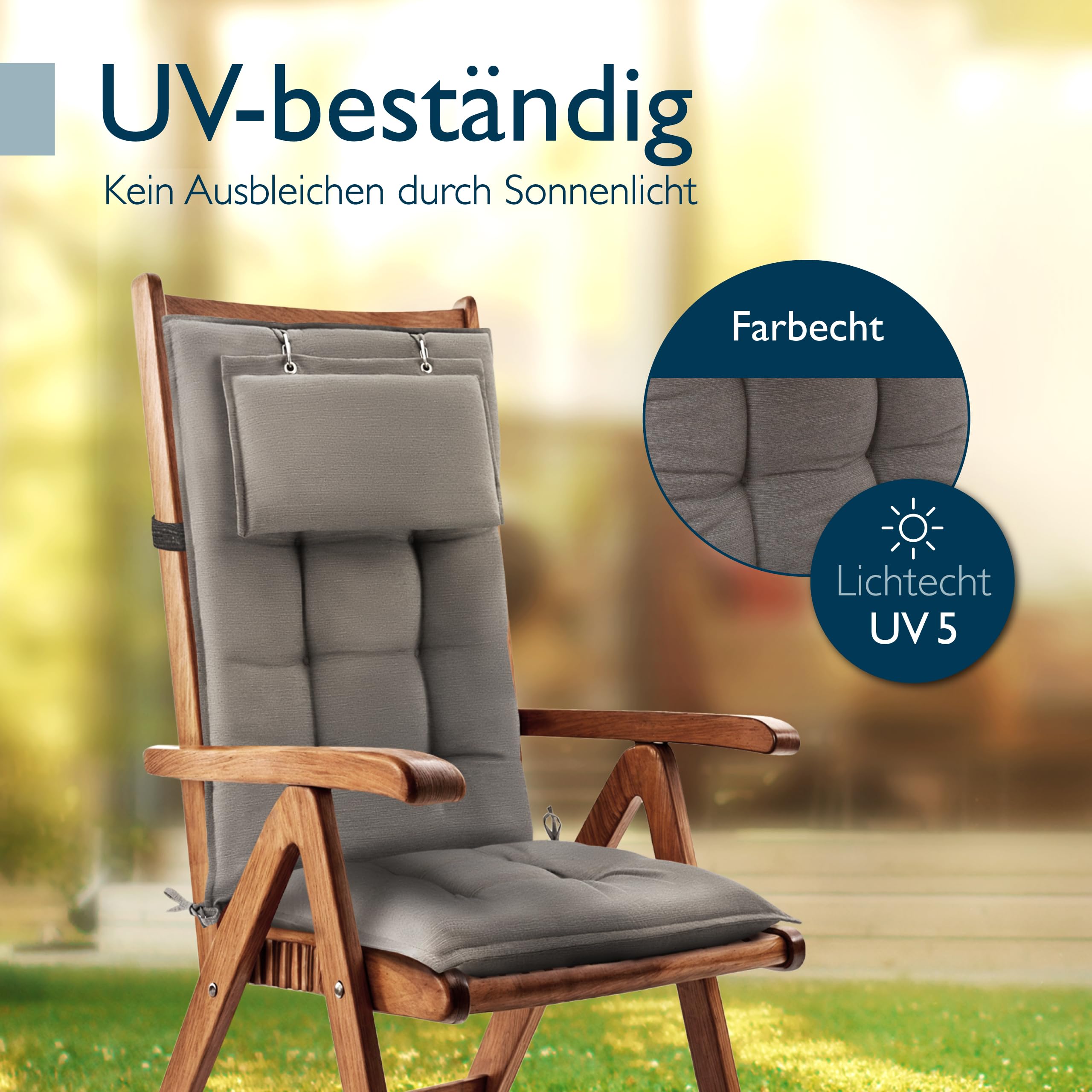 Beautissu 6er Set Premium Hochlehner Auflage Kopfpolster 120x50cm Sun-HL