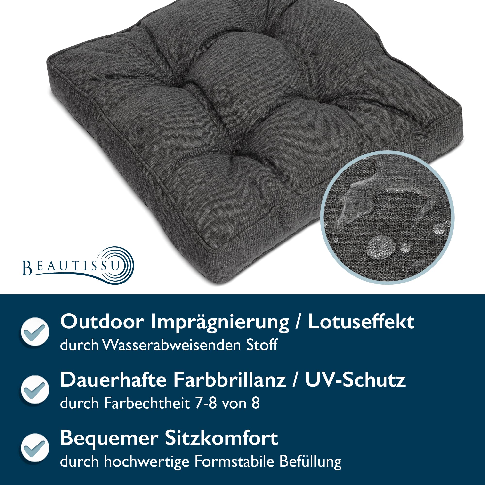 Beautissu Outdoor Loungekissen 60x60cm BeauFlair