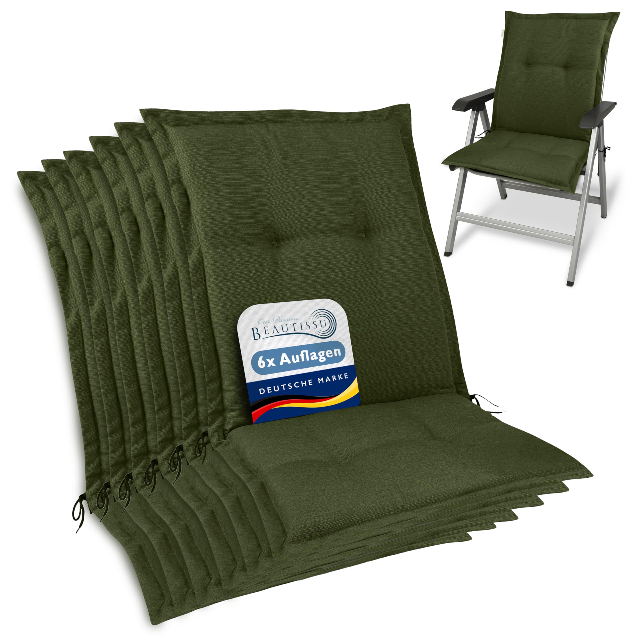 Beautissu Premium Gartenstuhlauflage Niedriglehner 105x50x7cm HighLux NL