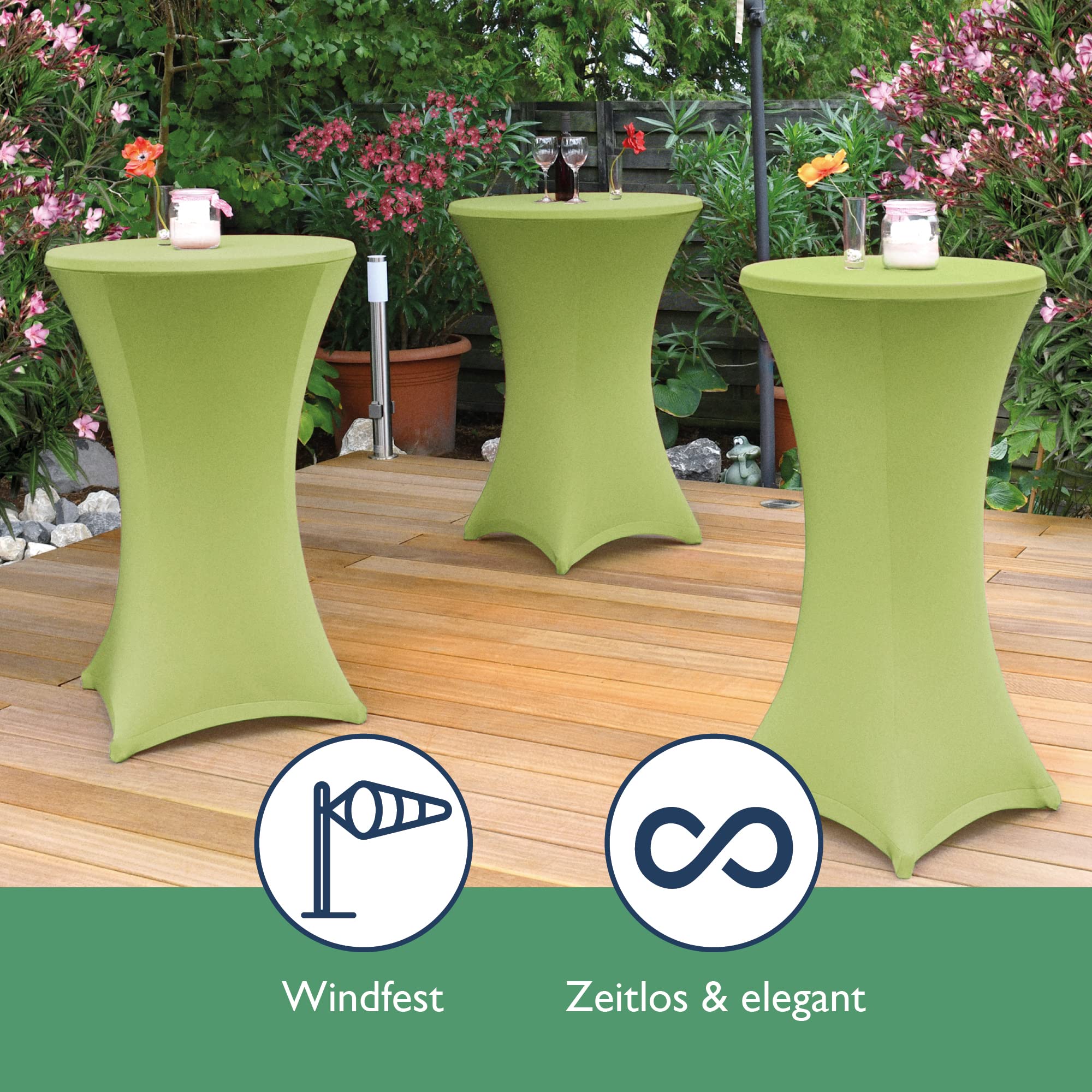 Beautissu 2er Set Stretch Stehtisch Husse Stella