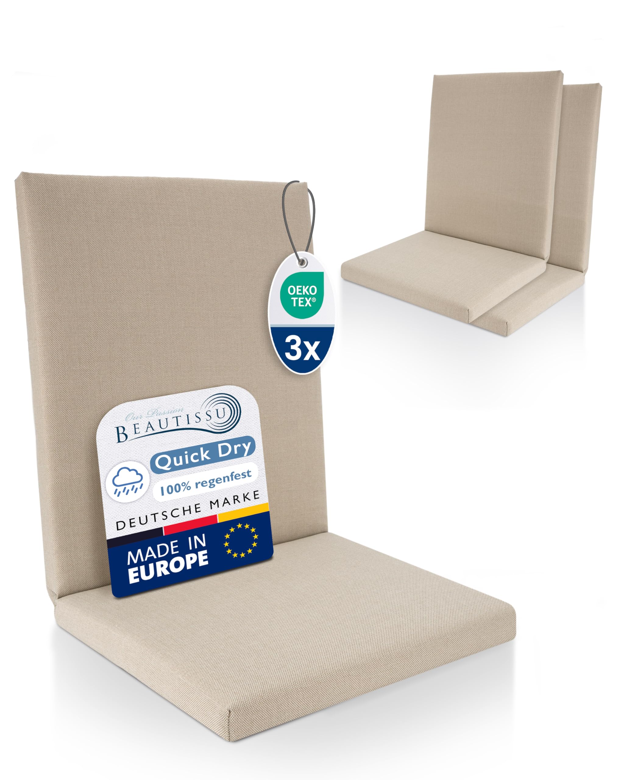 Beautissu Premium Niedriglehner Auflage 100x50cm