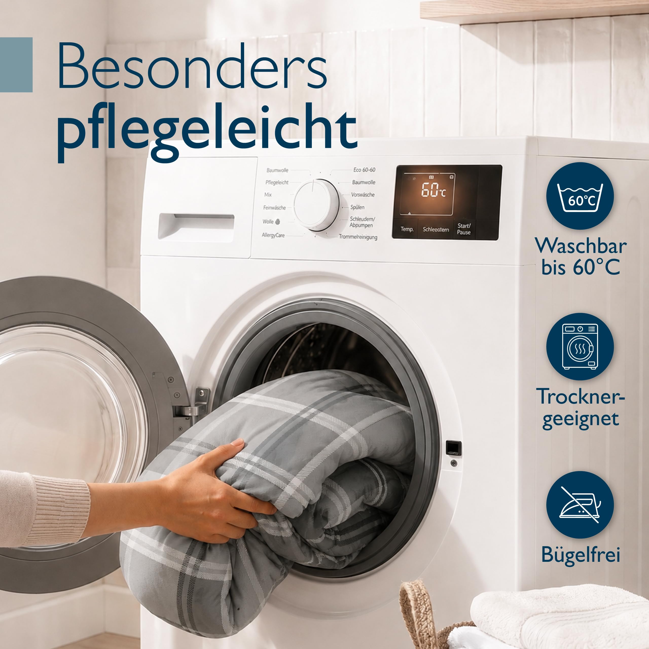 Beautissu Biber Bettwäsche 2tlg Winter Kariert 100% Baumwolle