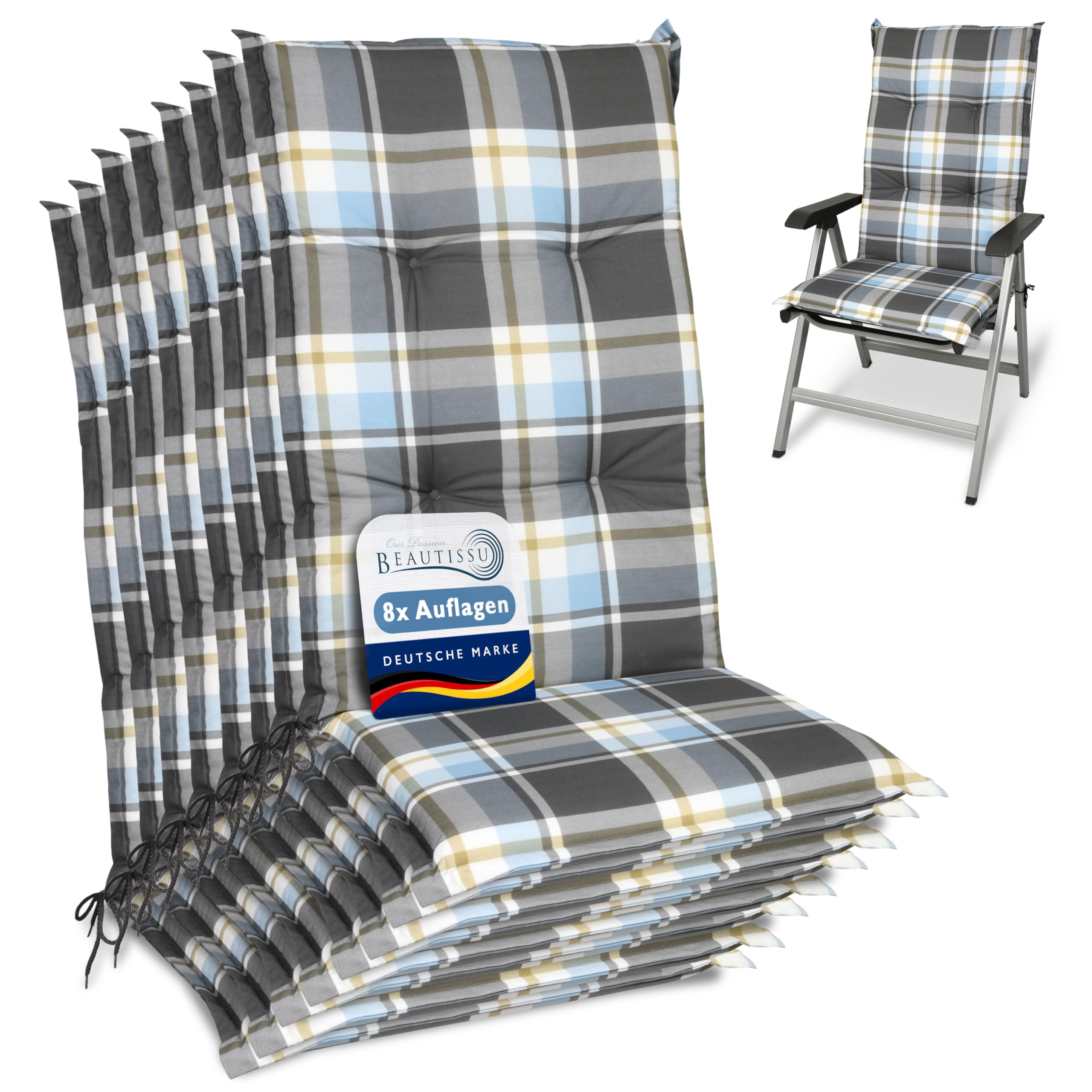 Beautissu Hochlehner Auflage Gartenstuhl 120x50 cm Sunny RO