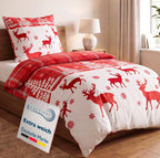 Beautissu Biber Bettwäsche 2tlg Winter Rentiermotiv 100% Baumwolle