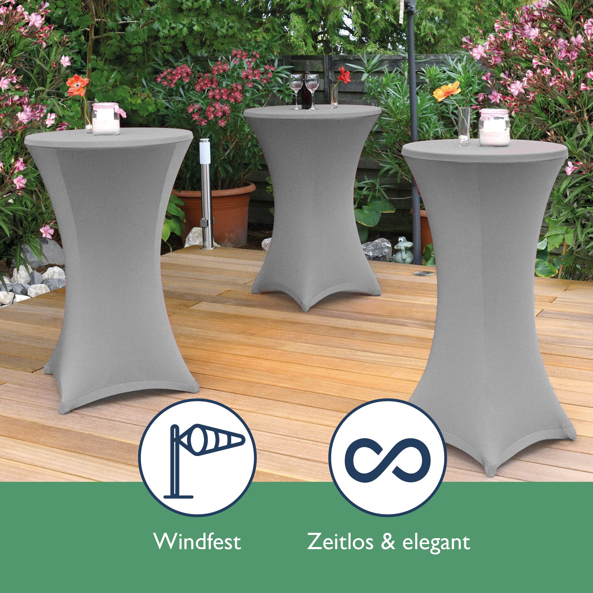 Beautissu 2er Set Stretch Stehtisch Husse Stella