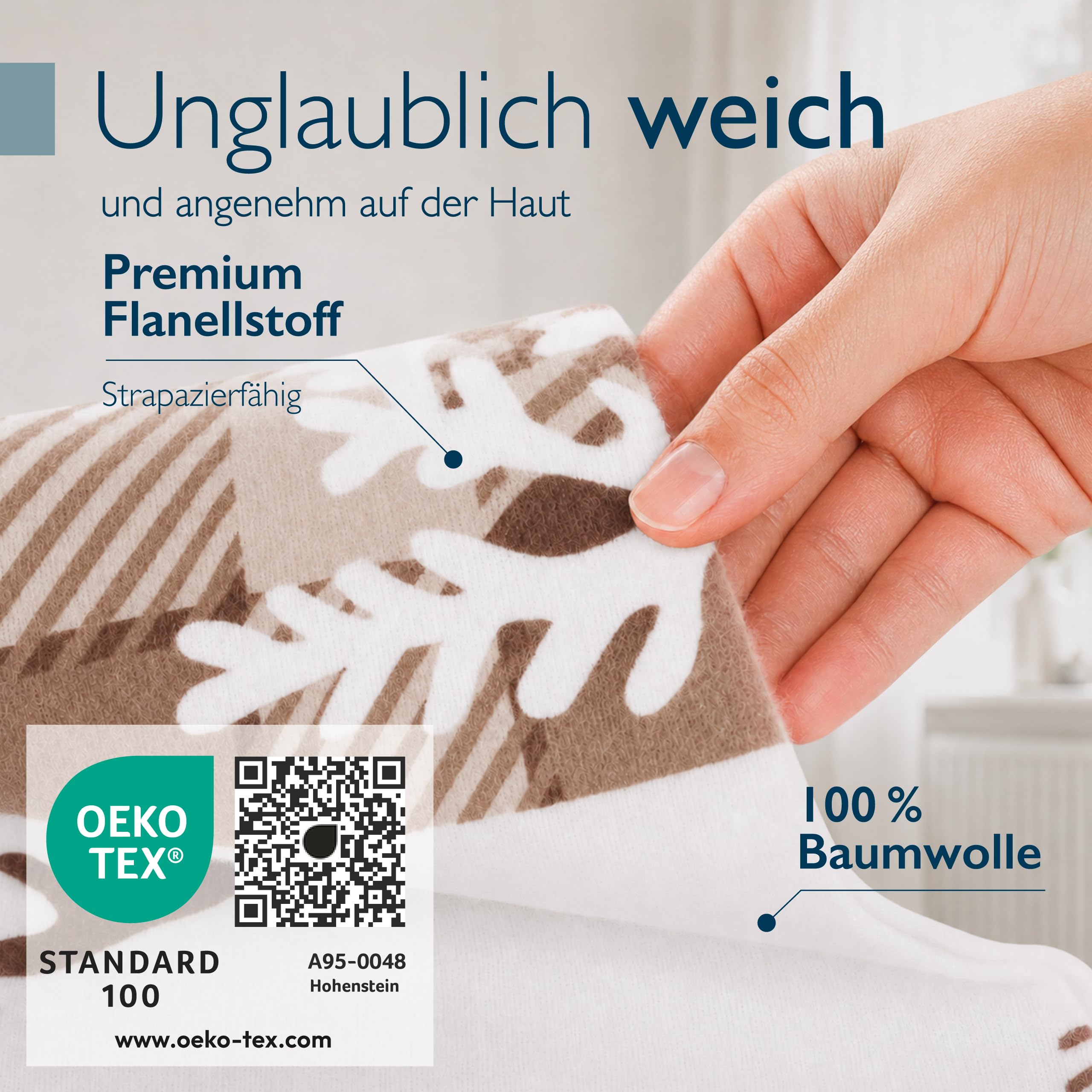Beautissu Biber Bettwäsche 2tlg Winter Rentiermotiv 100% Baumwolle