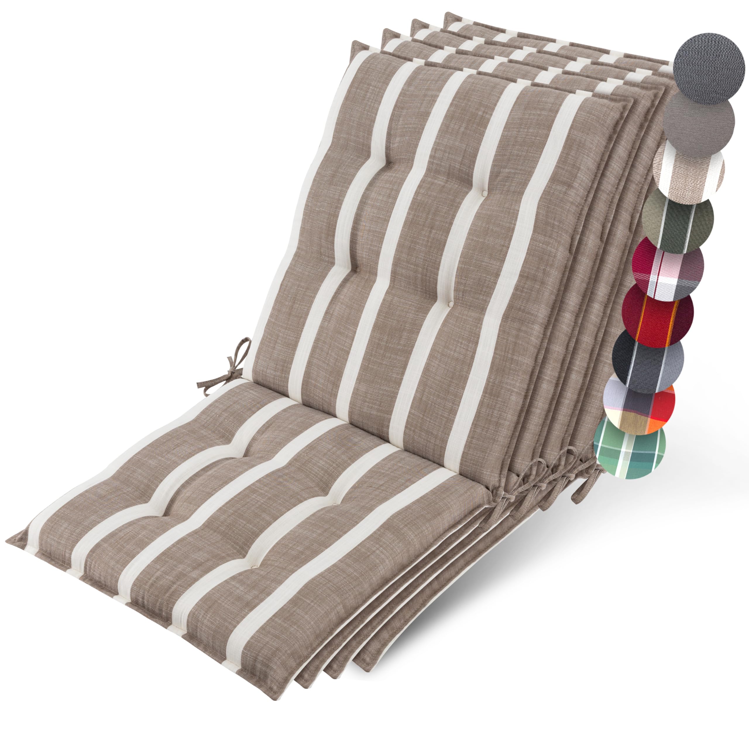 Beautissu Premium Niedriglehner Auflage Gartenstuhl 100x50cm Sun-NL