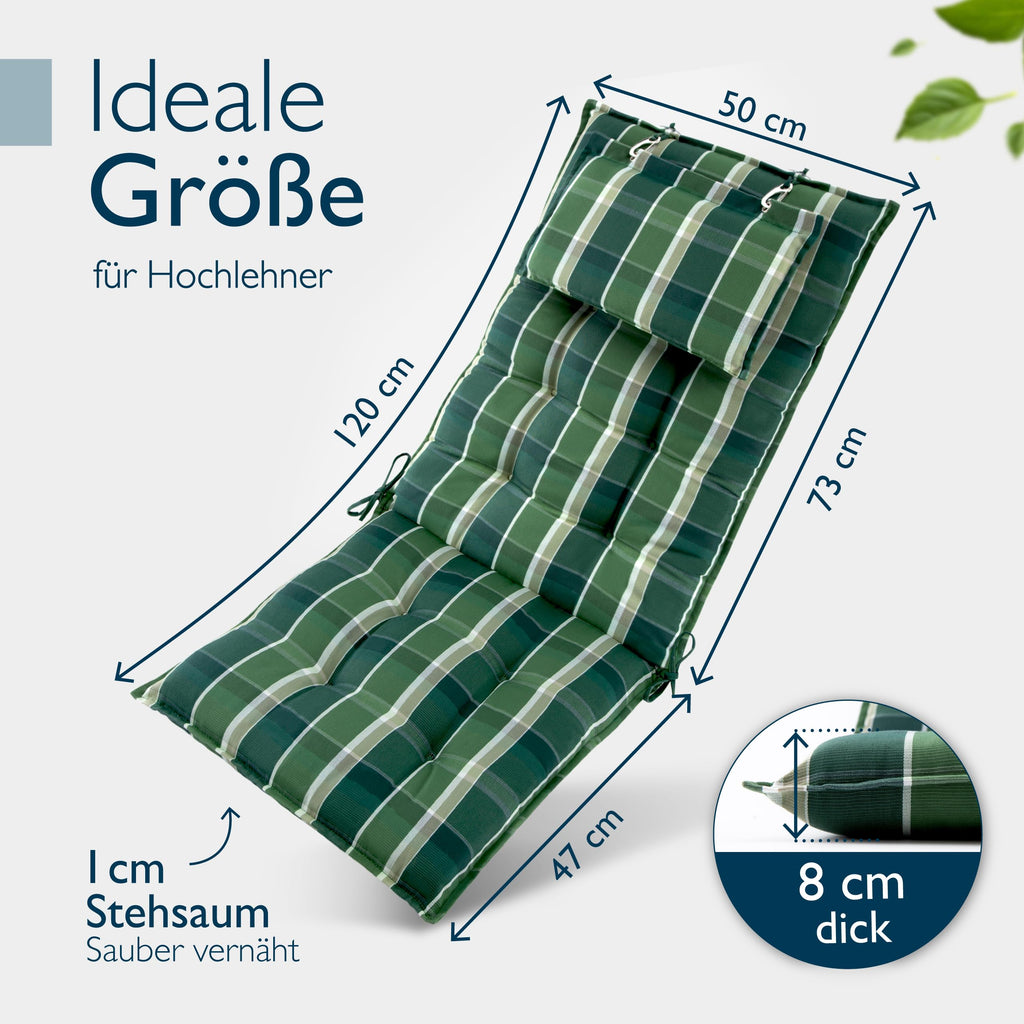 Beautissu 6er Set Premium Hochlehner Auflage Kopfpolster 120x50cm Sun-HL