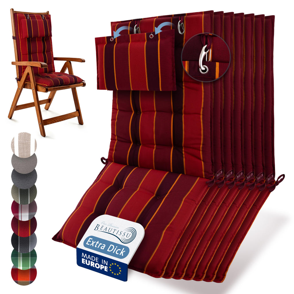 Beautissu 6er Set Premium Hochlehner Auflage Kopfpolster 120x50cm Sun-HL