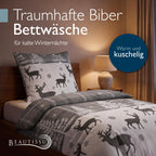 Beautissu Biber Bettwäsche 2tlg Winter Rentiermotiv 100% Baumwolle