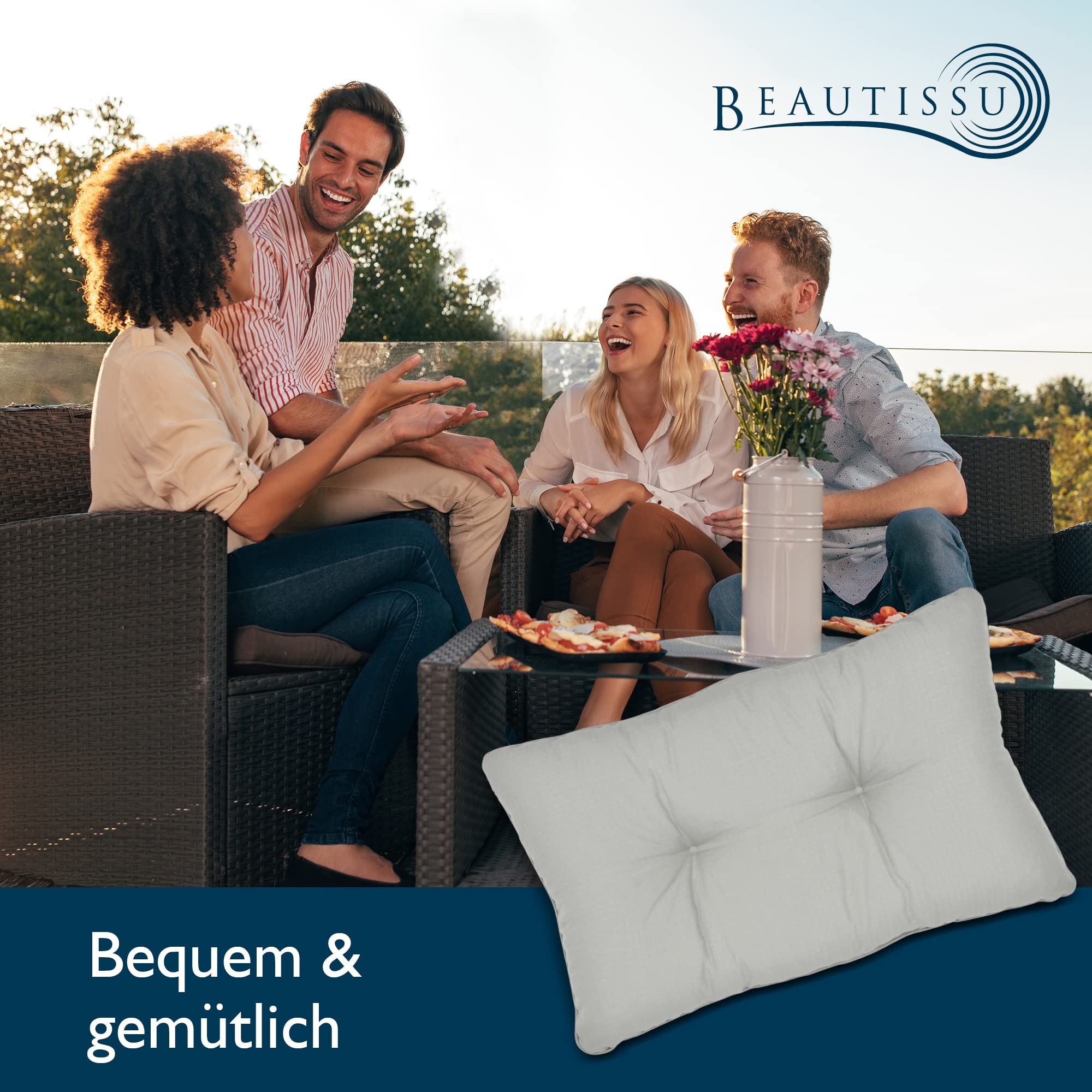 Beautissu Lounge Kissen Outdoor 50x50 cm xLuna