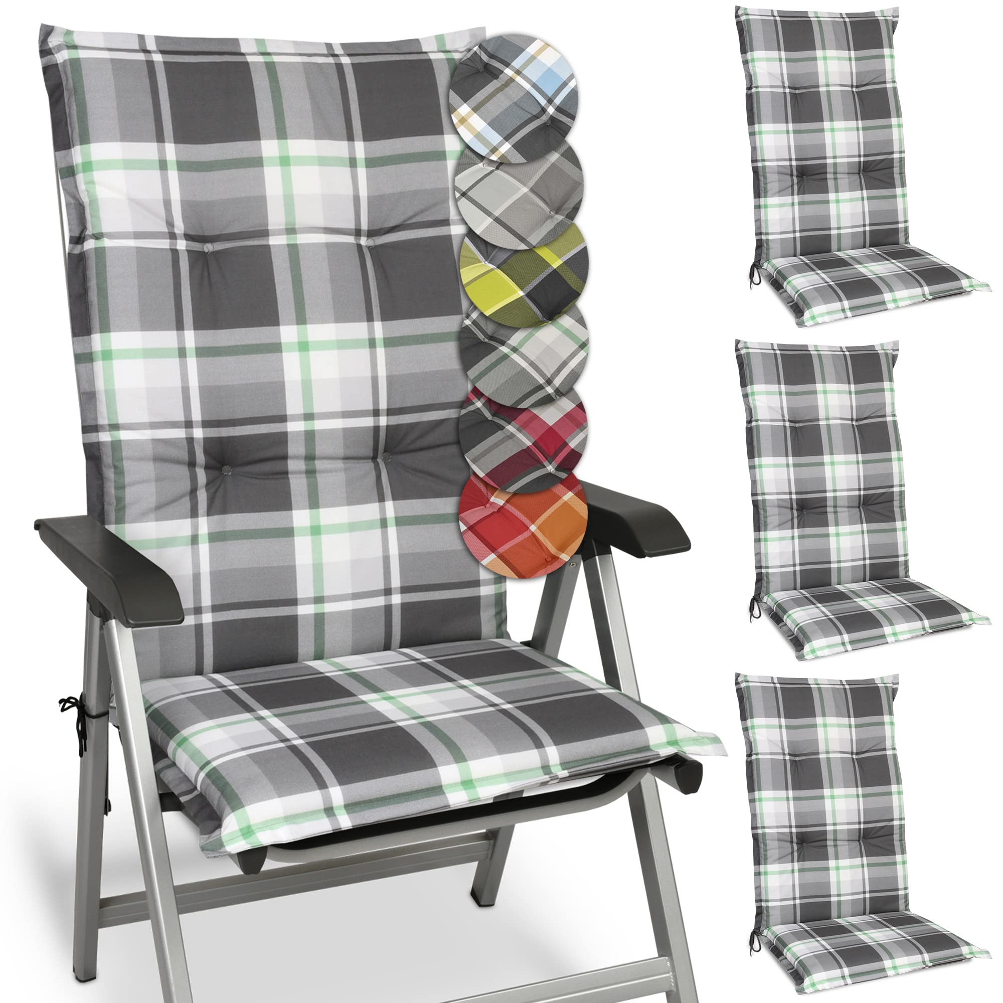 Beautissu Hochlehner Auflage Gartenstuhl 120x50 cm Sunny RO