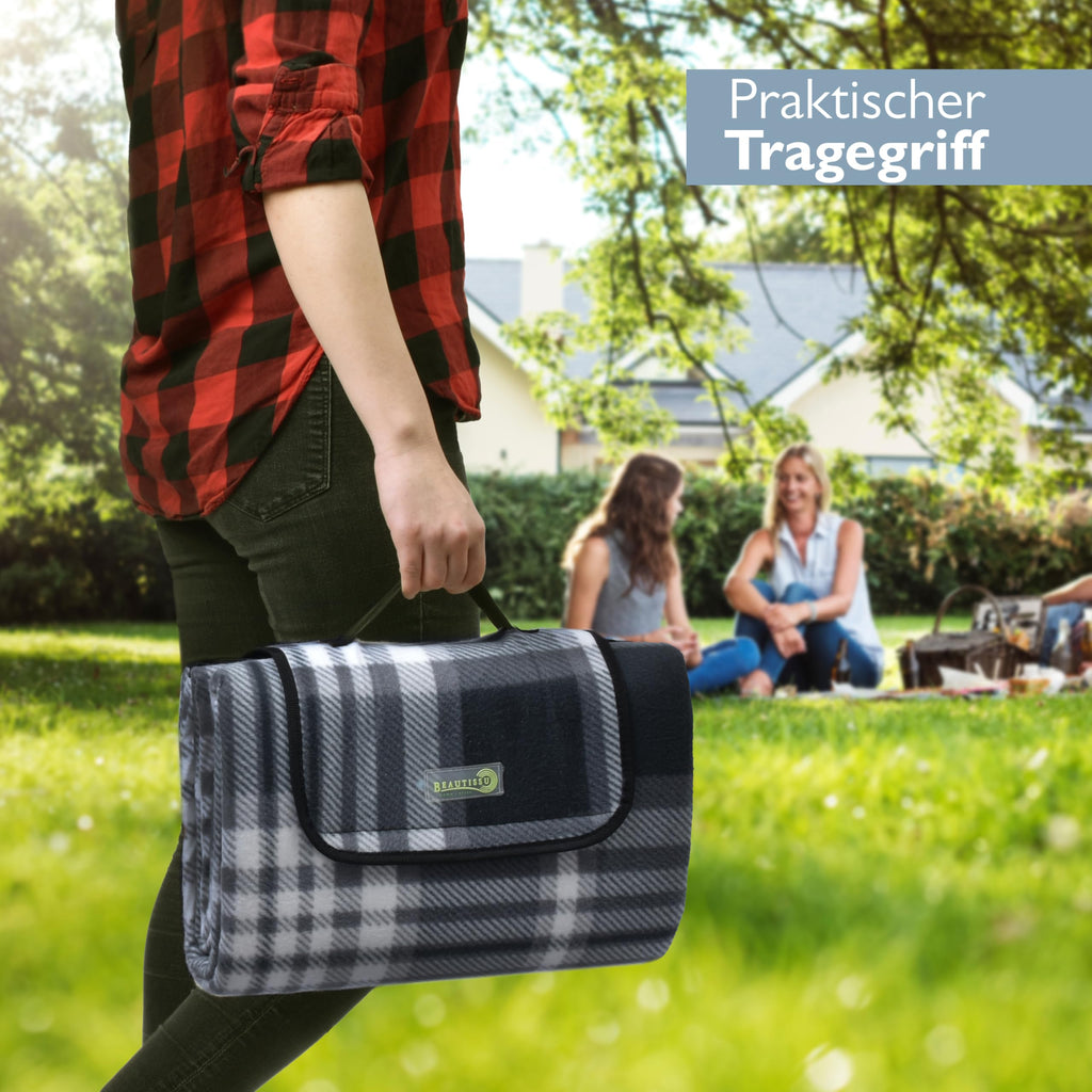 Beautissu XXL Picknickdecke Wasserdicht Isoliert Bella