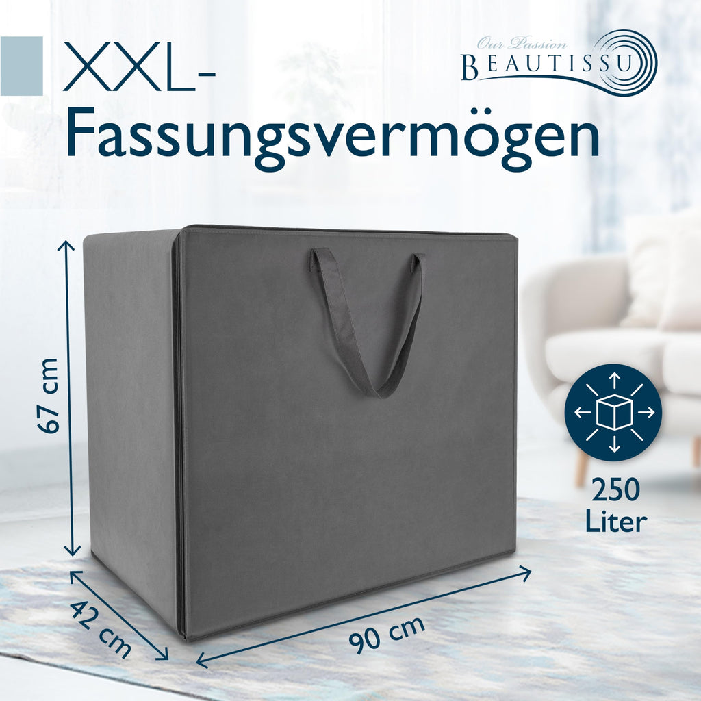 Beautissu Große Aufbewahrungstasche für Bettdecken, Kopfkissen, Klappmatratze