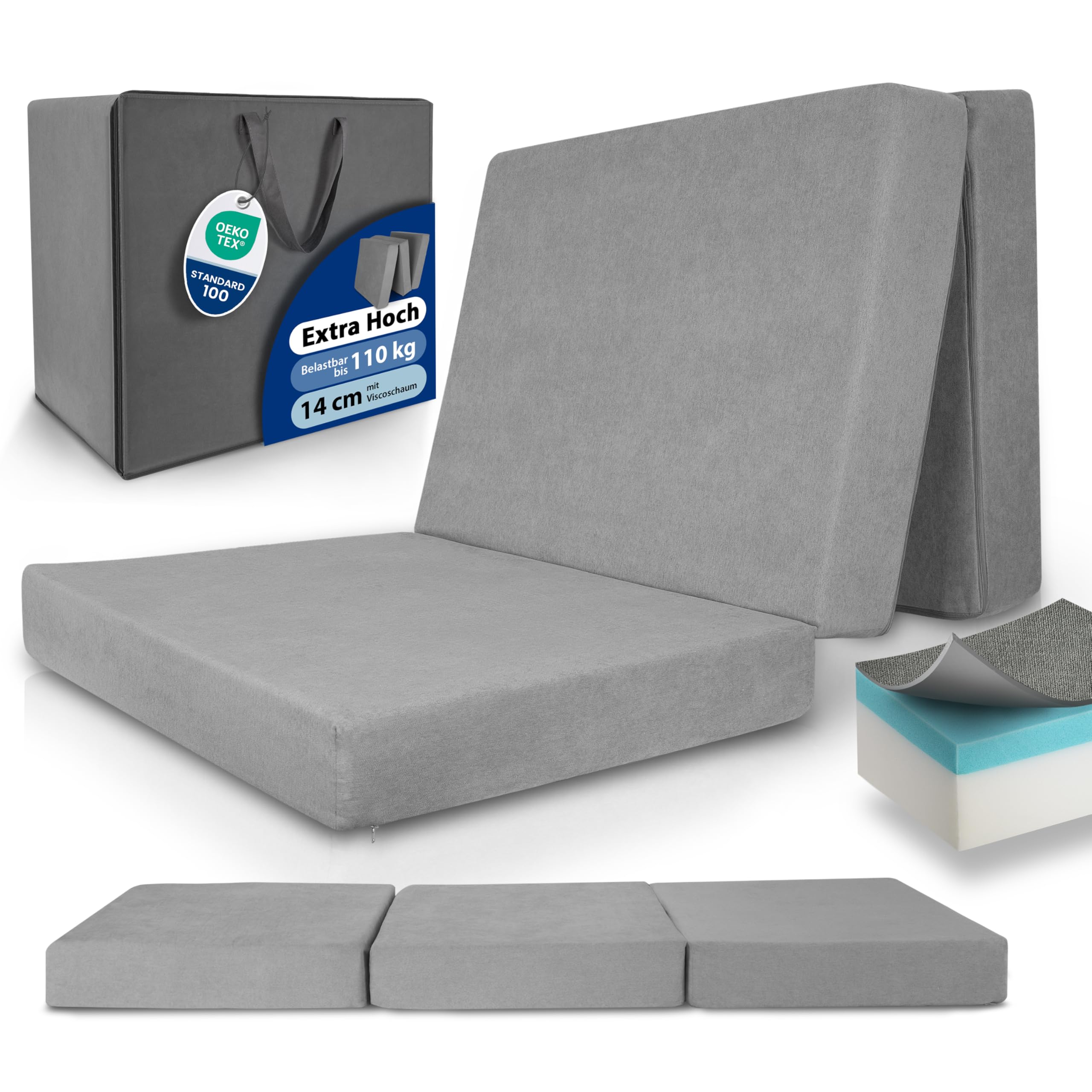 Beautissu Premium XL Klappmatratze  inkl. Tasche