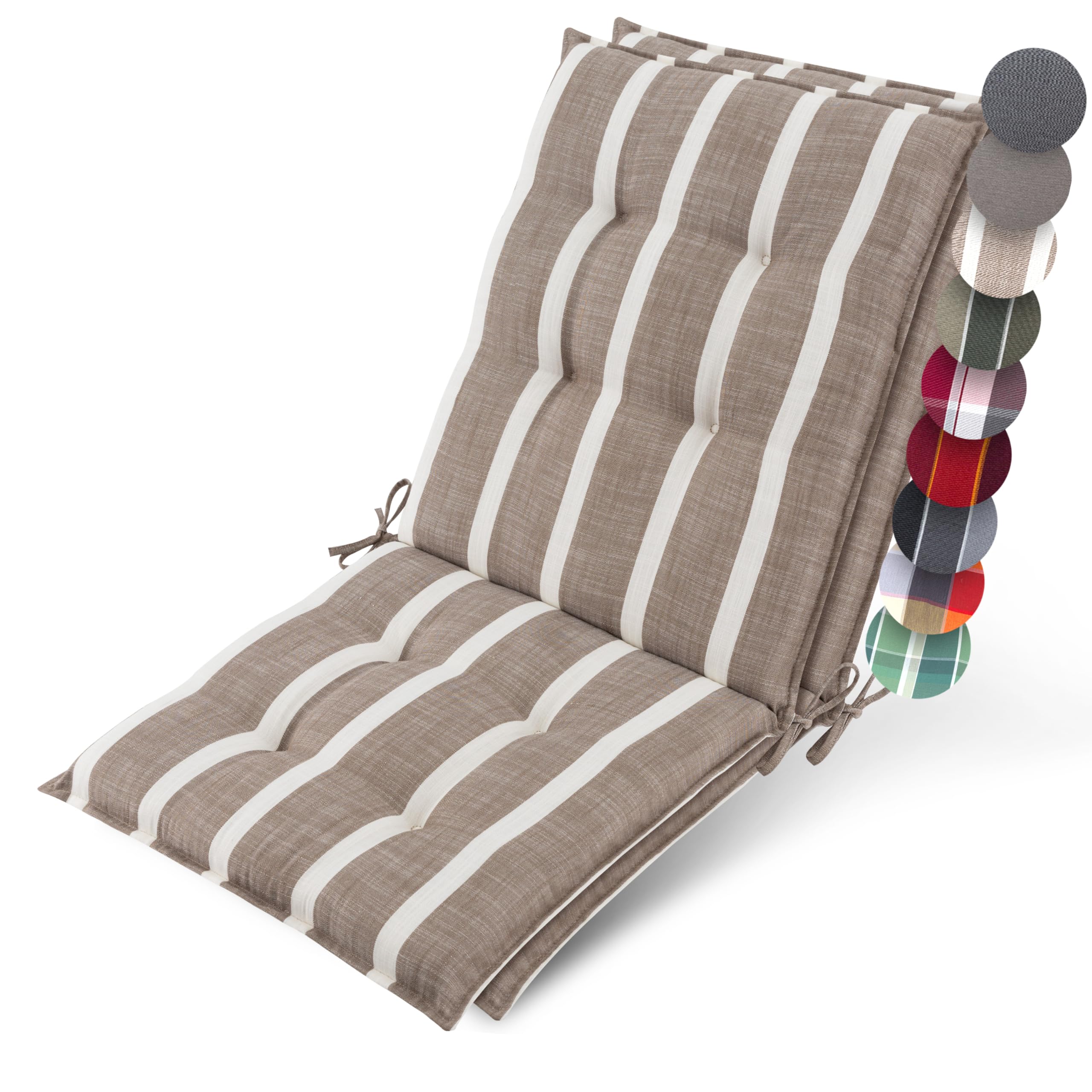 Beautissu Premium Niedriglehner Auflage Gartenstuhl 100x50cm Sun-NL