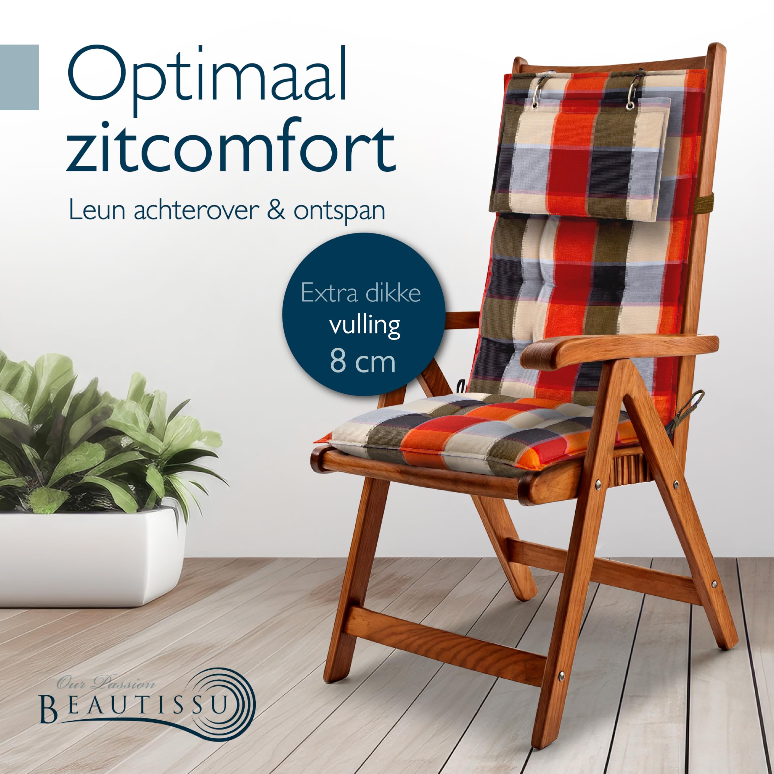 Beautissu 6er Set Premium Hochlehner Auflage Kopfpolster 120x50cm Sun-HL