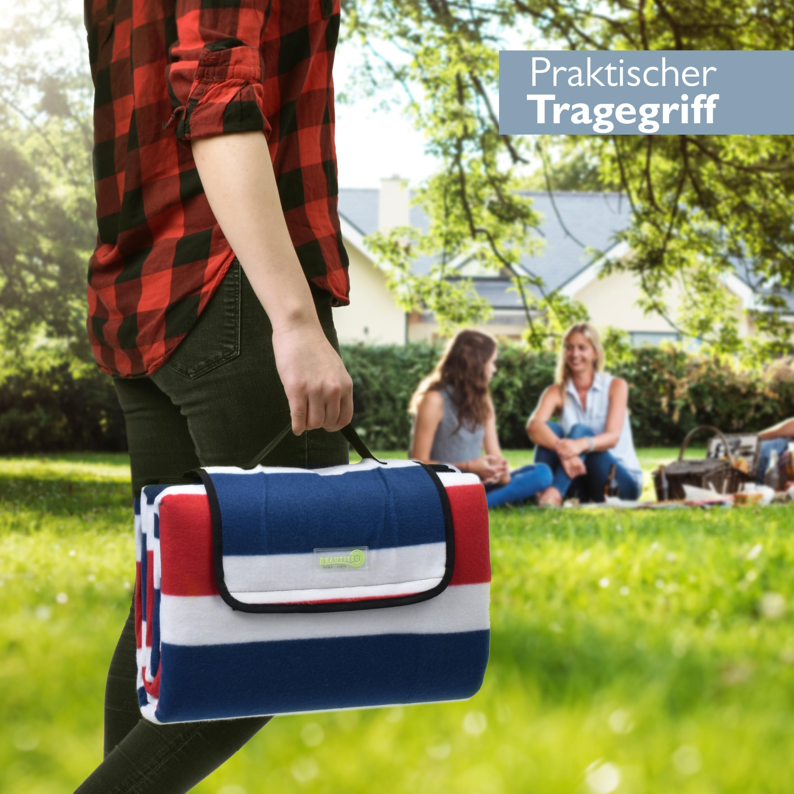 Beautissu XXL Picknickdecke Wasserdicht Isoliert Bella