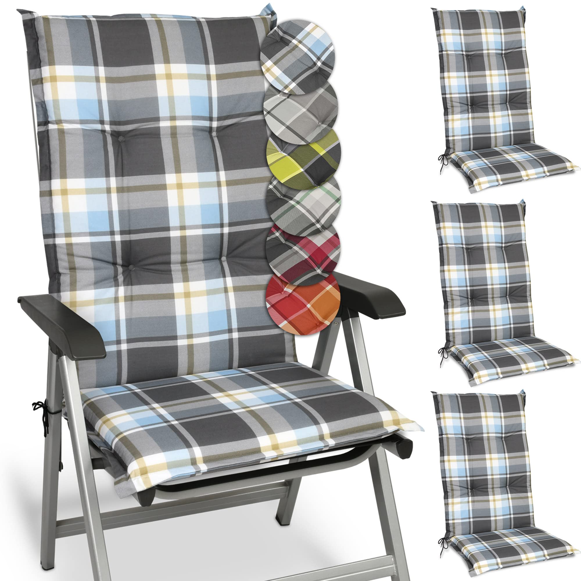 Beautissu Hochlehner Auflage Gartenstuhl 120x50 cm Sunny RO