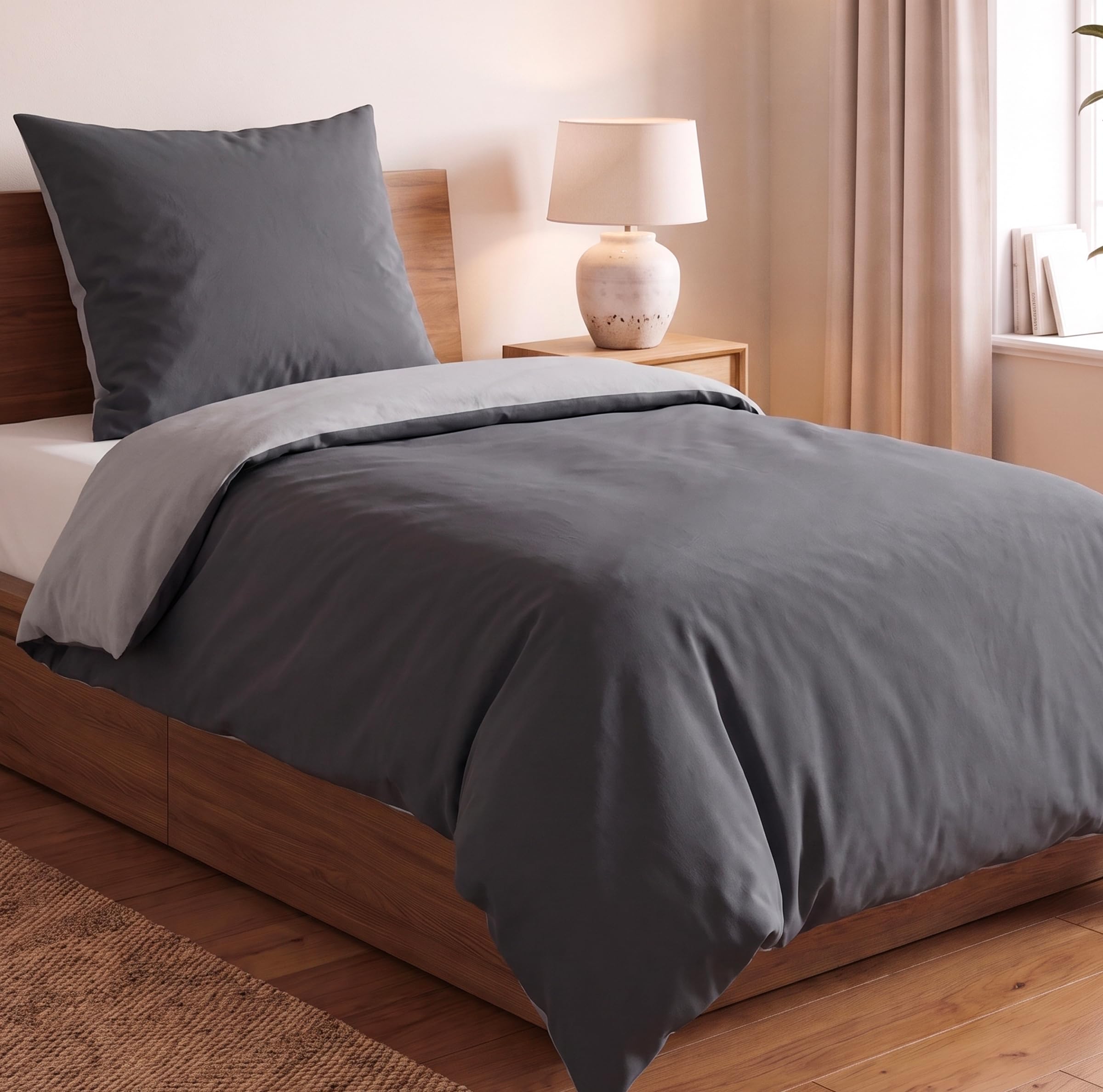Beautissu Biber Bettwäsche 2tlg Winter Wendebettwäsche 100% Baumwolle