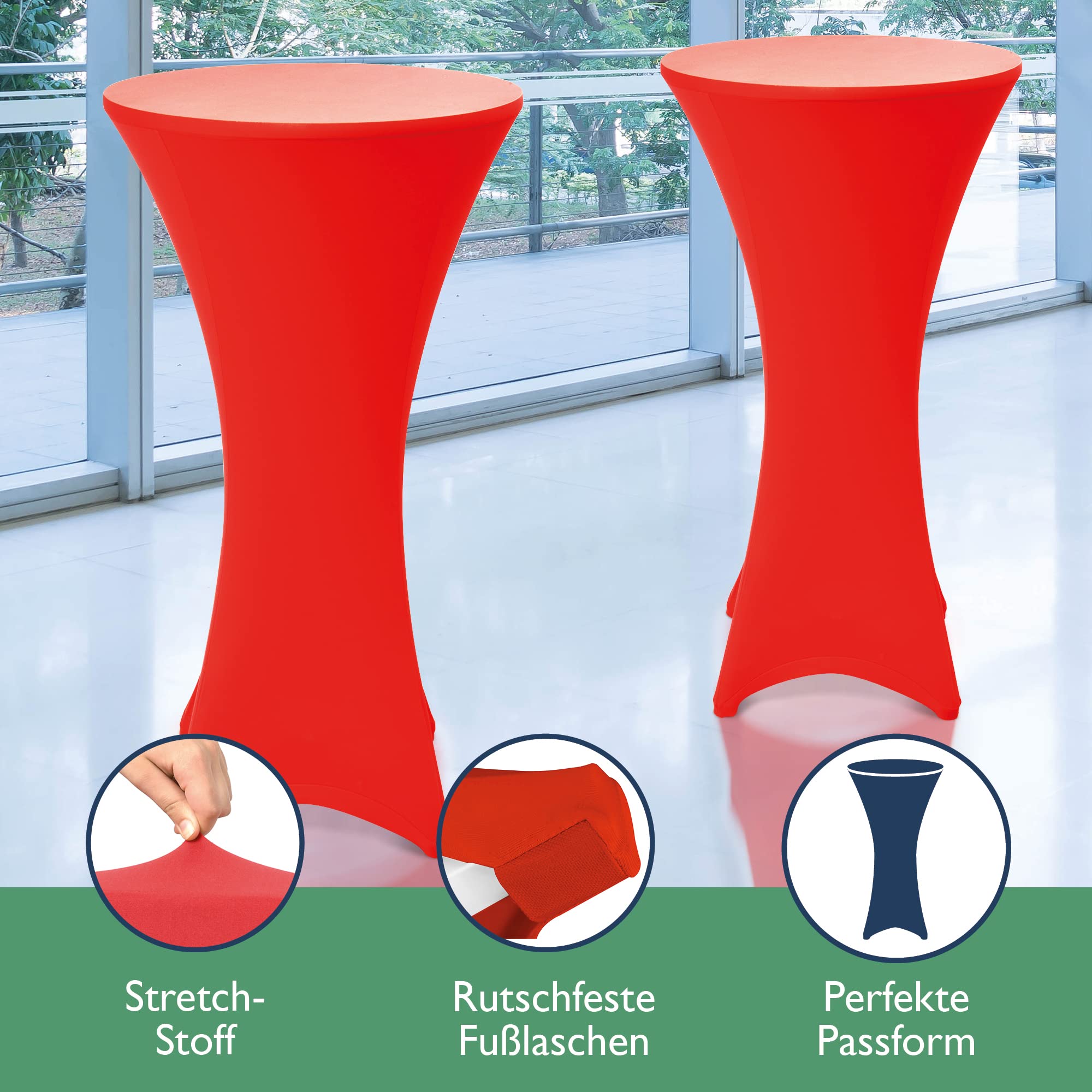 Beautissu 2er Set Stretch Stehtisch Husse Stella