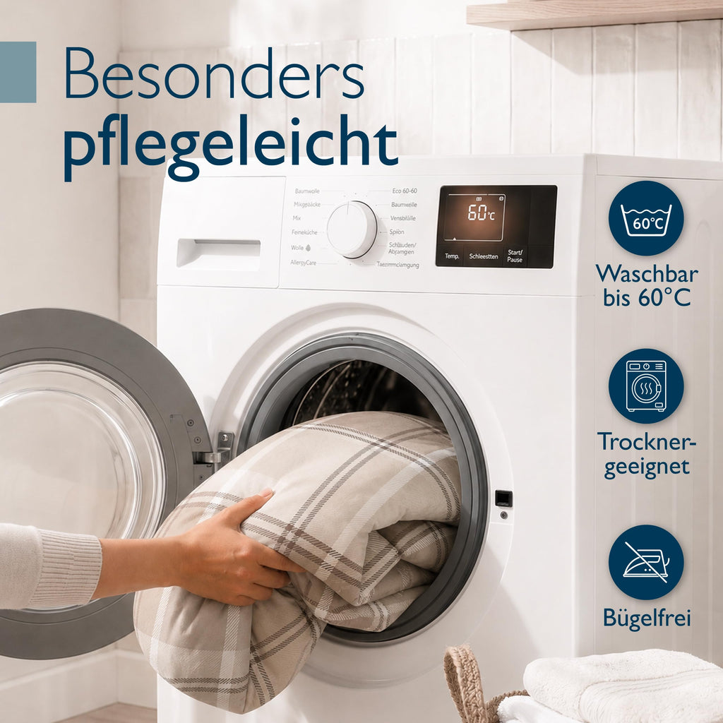 Beautissu Biber Bettwäsche 2tlg Winter Kariert 100% Baumwolle