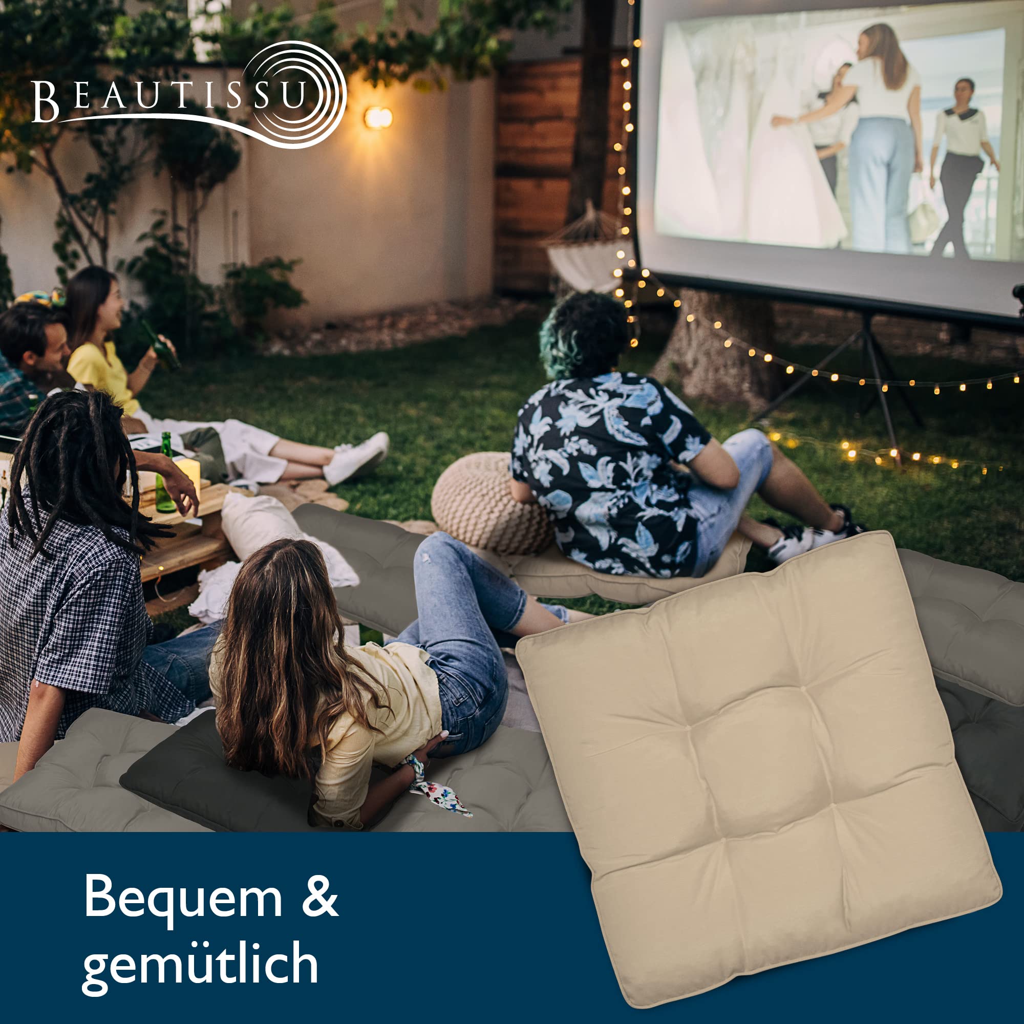 Beautissu Lounge Kissen Outdoor
