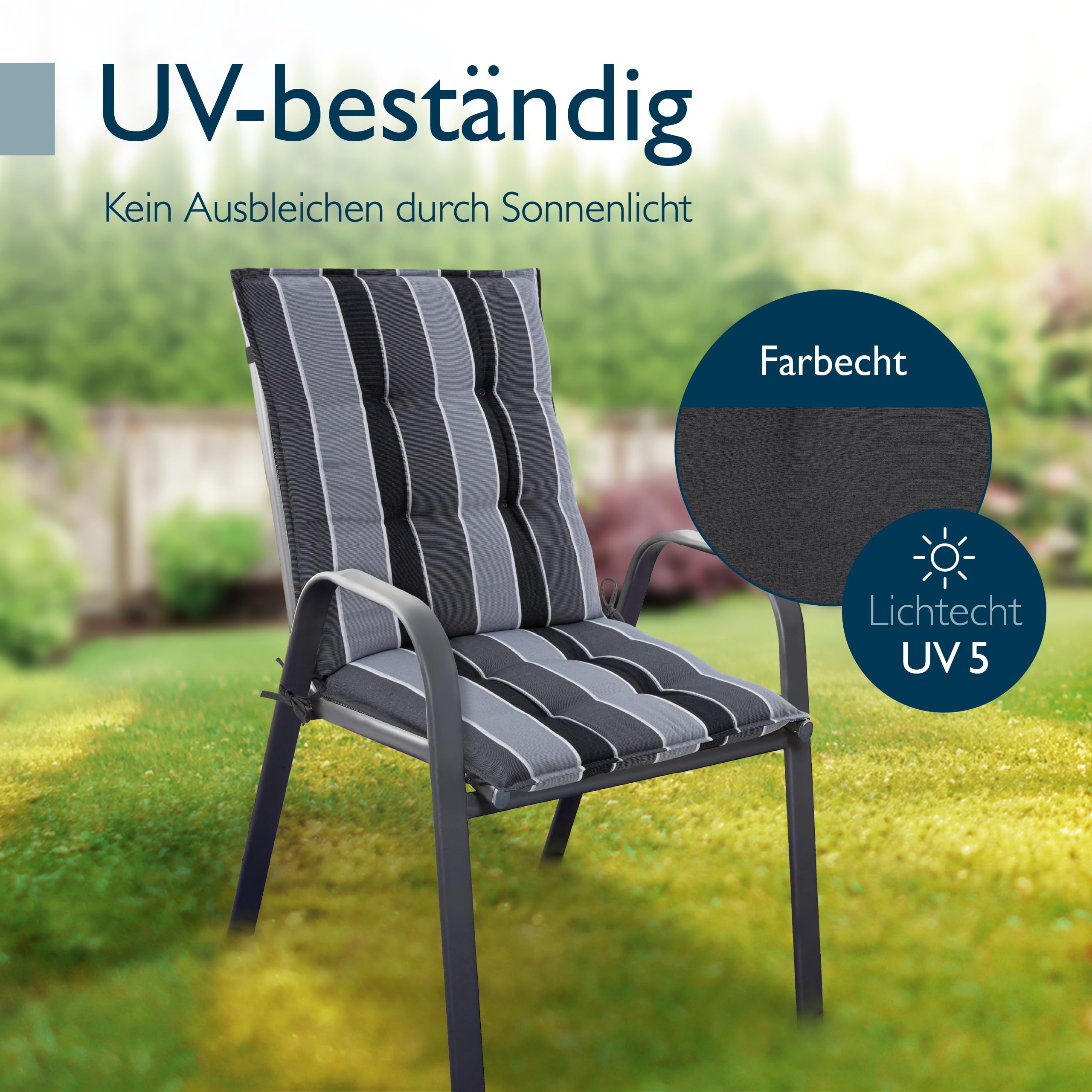 Beautissu Premium Niedriglehner Auflage Gartenstuhl 100x50cm Sun-NL