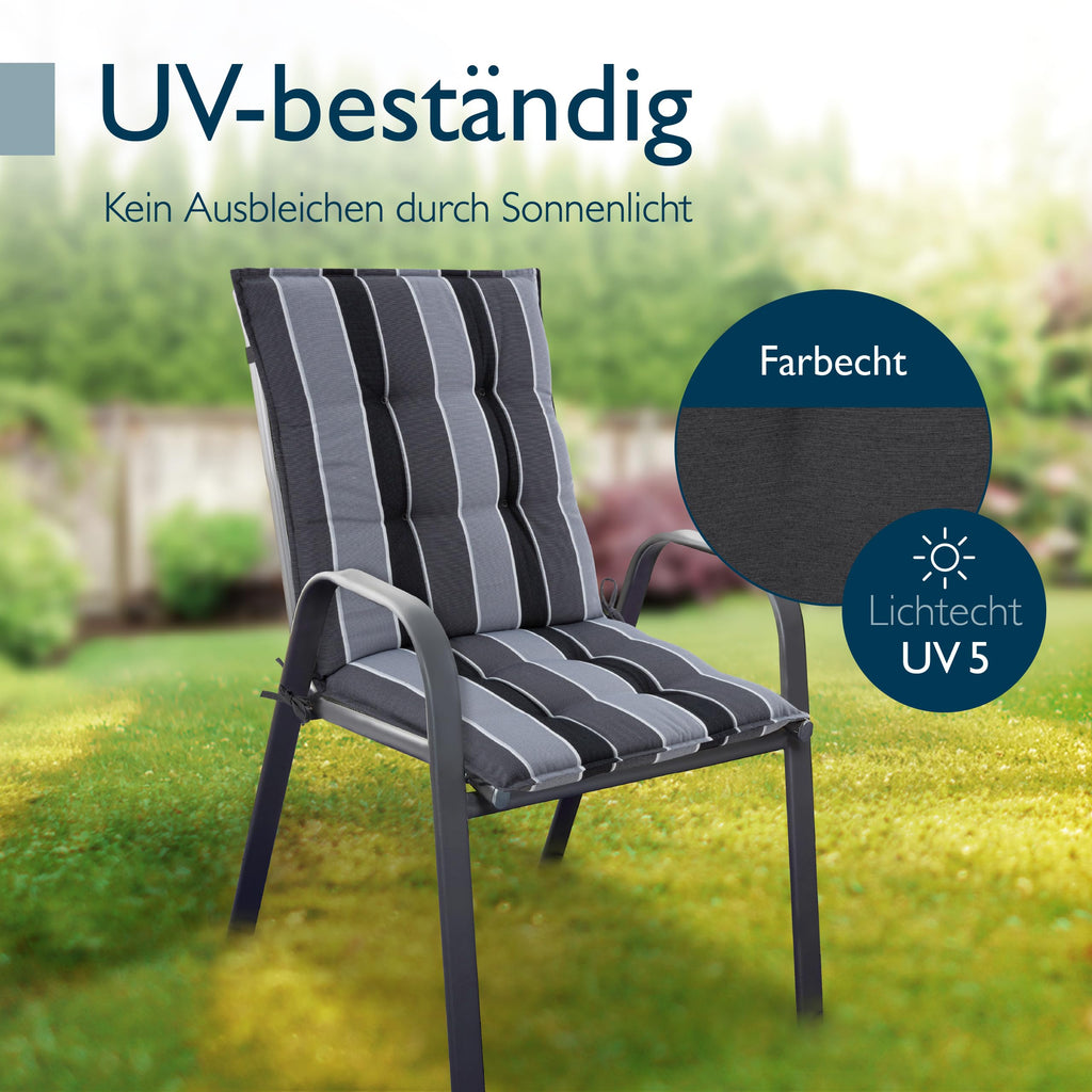 Beautissu Premium Niedriglehner Auflage Gartenstuhl 100x50cm Sun-NL
