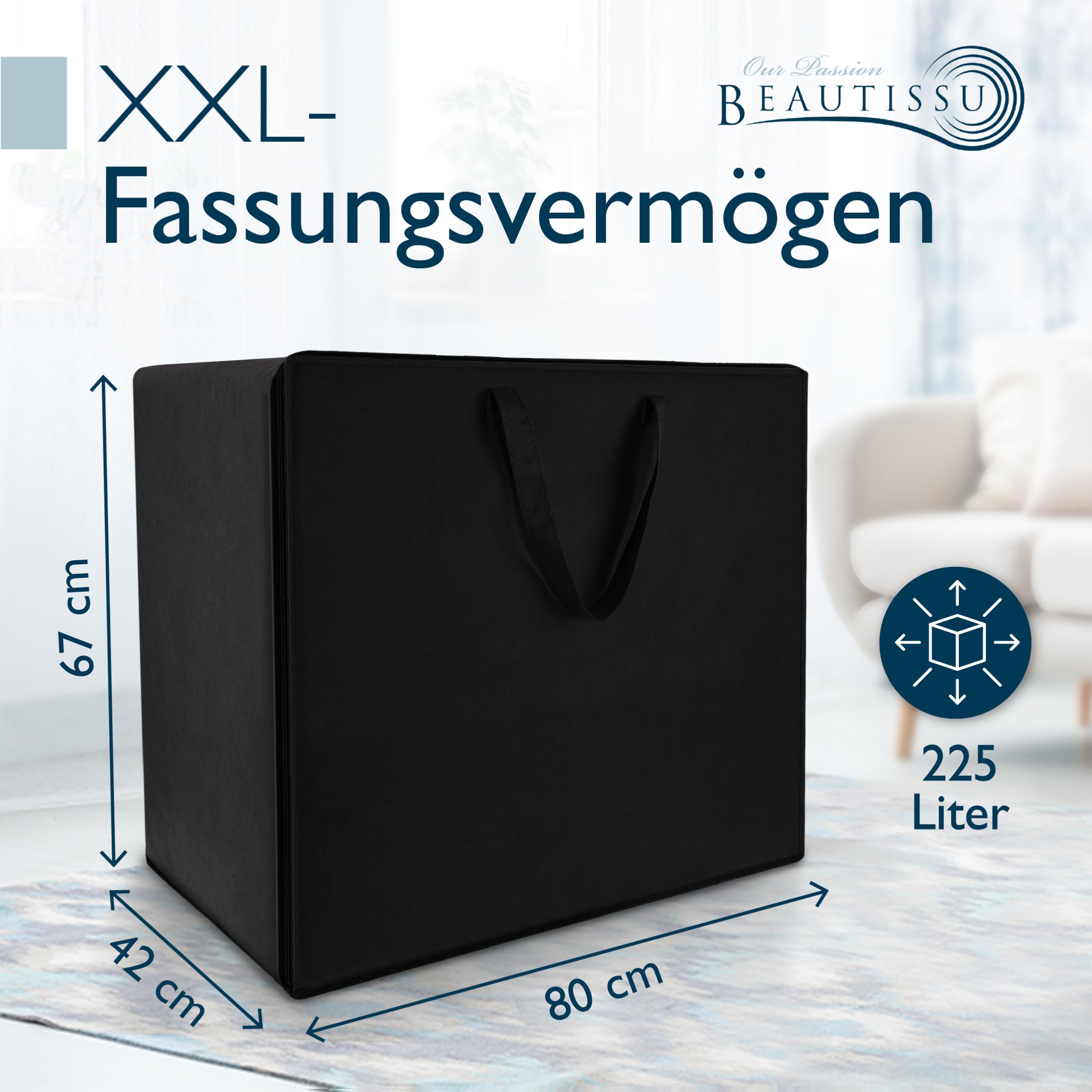 Beautissu Große Aufbewahrungstasche für Bettdecken, Kopfkissen, Klappmatratze