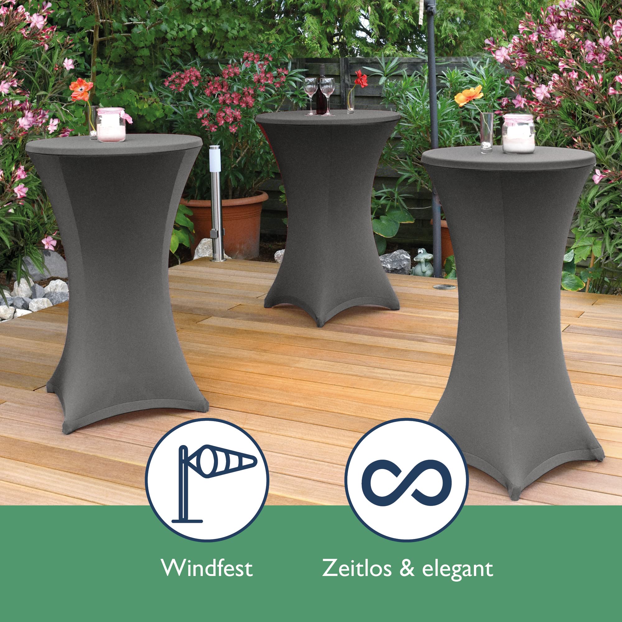 Beautissu 2er Set Stretch Stehtisch Husse Stella