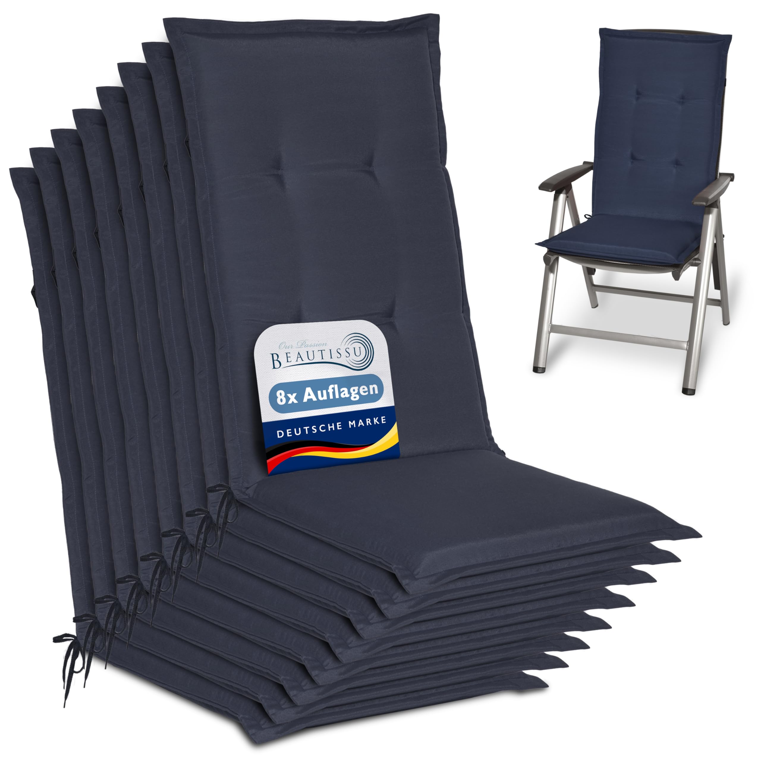 Beautissu 6er Set Gartenstuhlauflage 120x50x6 cm Loft HL