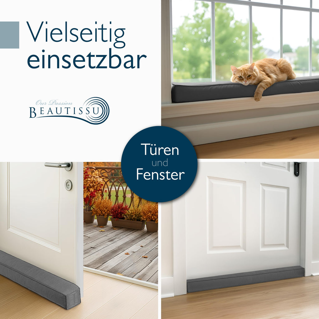 Beautissu Zugluftstopper für Türen & Fenster in div. Farben & Größen – Marin