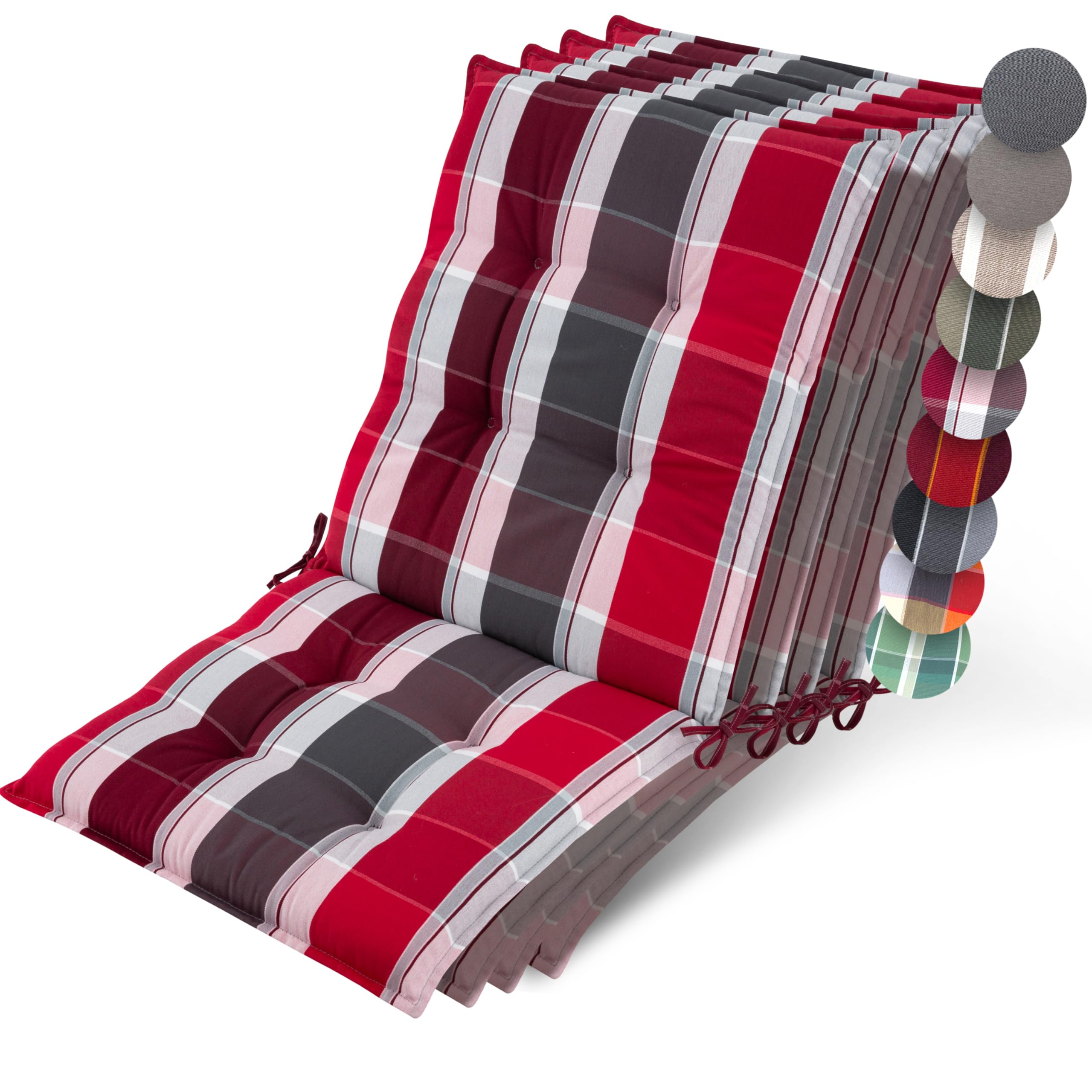 Beautissu Premium Niedriglehner Auflage Gartenstuhl 100x50cm Sun-NL