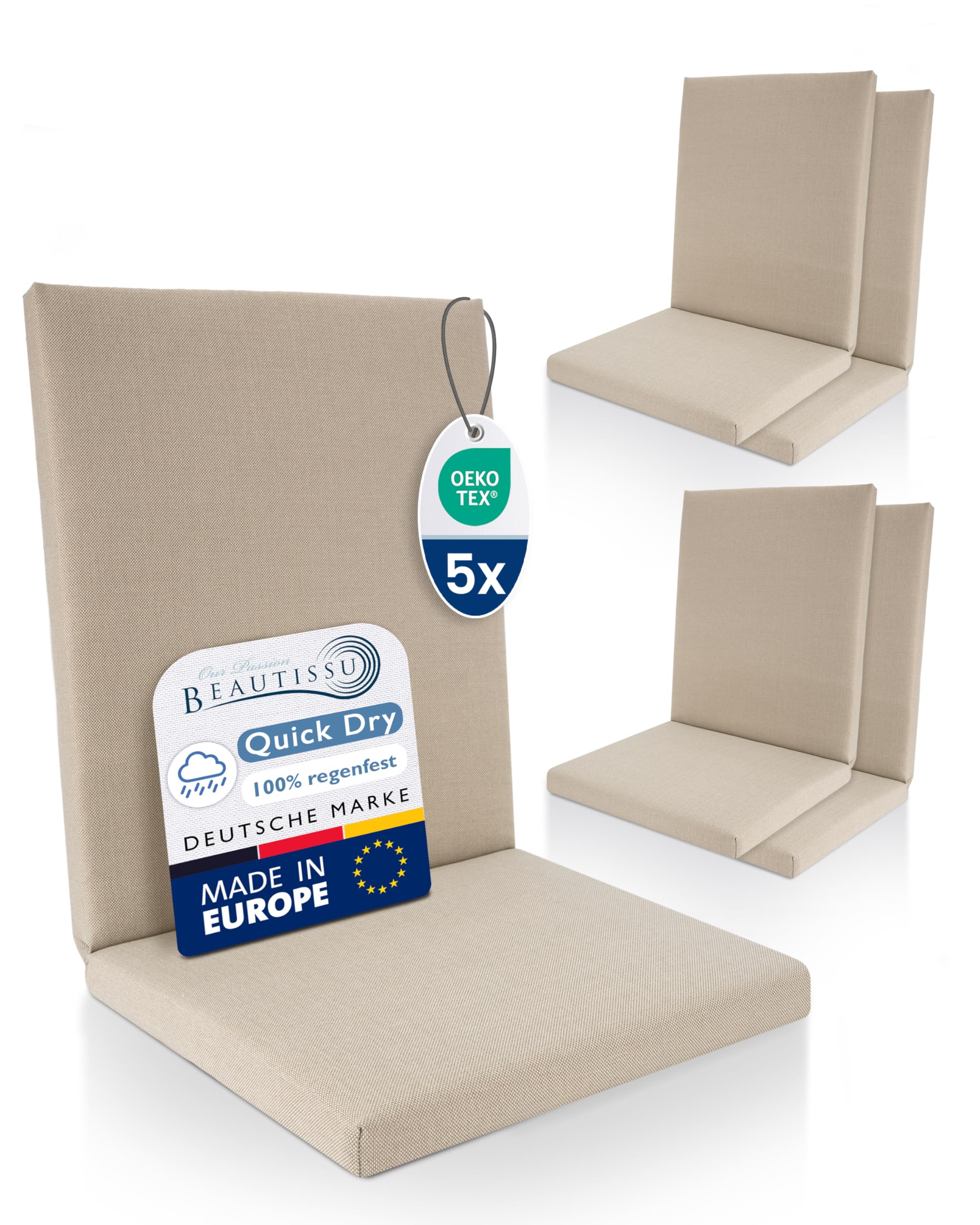 Beautissu Premium Niedriglehner Auflage 100x50cm