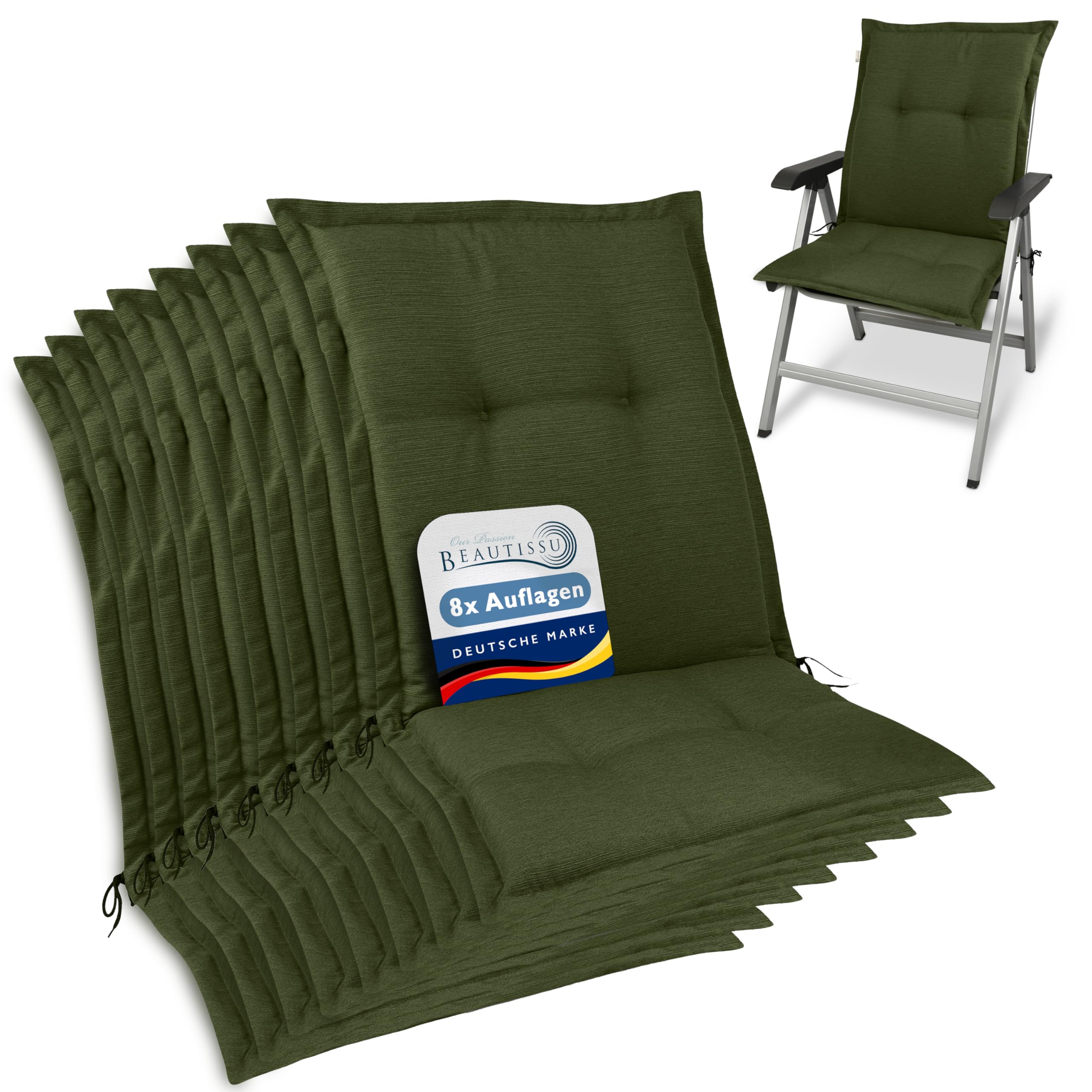 Beautissu Premium Gartenstuhlauflage Niedriglehner 105x50x7cm HighLux NL