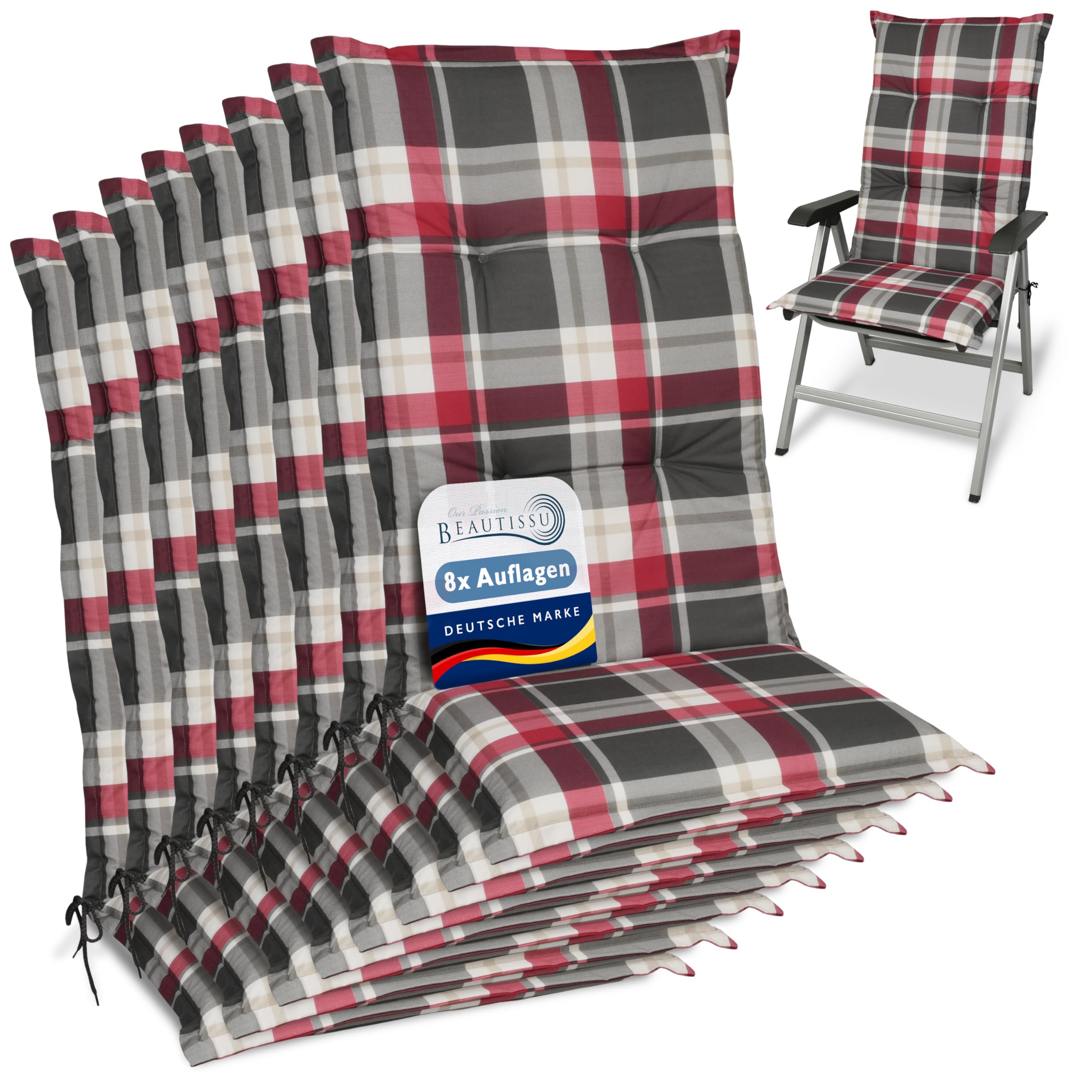 Beautissu Hochlehner Auflage Gartenstuhl 120x50 cm Sunny RO