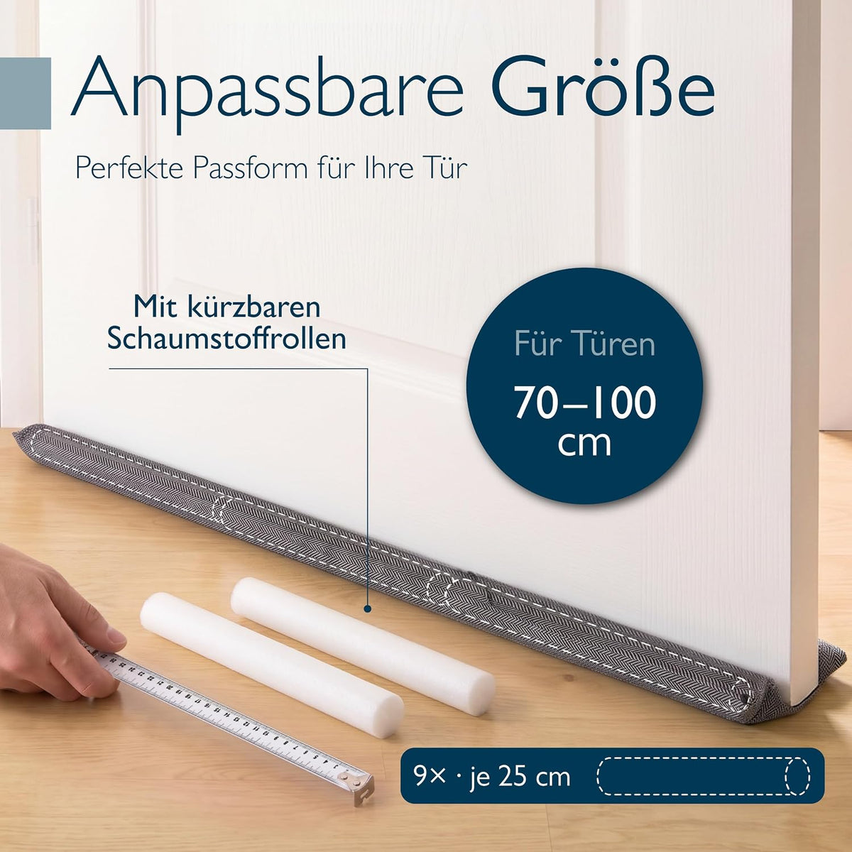 Beautissu Doppelter Zugluftstopper für Türen Größe verstellbar Innentür