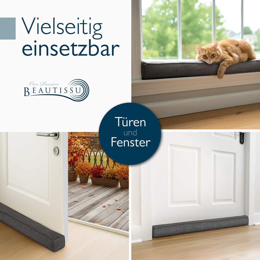 Beautissu Zugluftstopper für Türen & Fenster in div. Farben & Größen – Marin