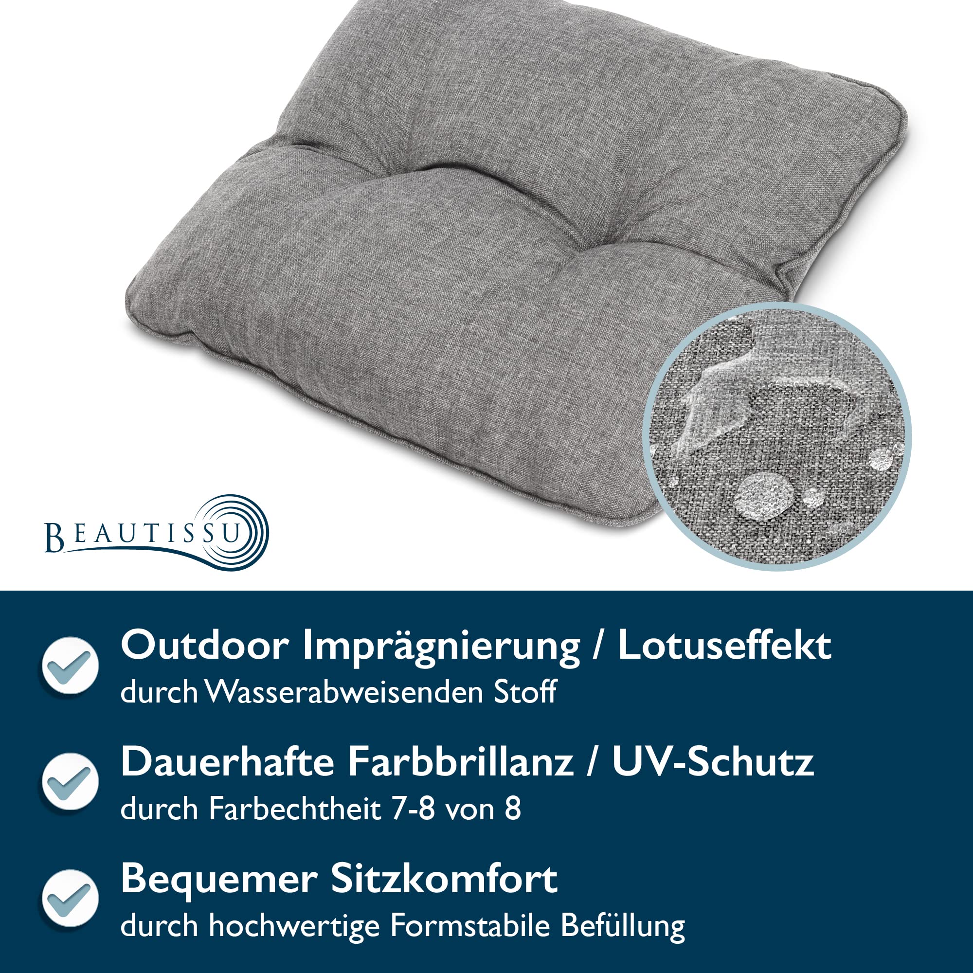 Beautissu Outdoor Loungekissen 60x60cm BeauFlair