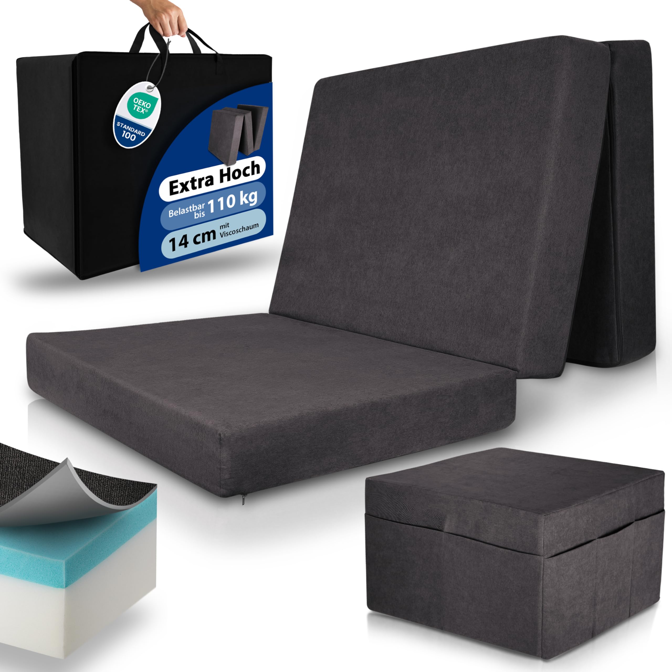 Beautissu Premium XL Klappmatratze  inkl. Tasche