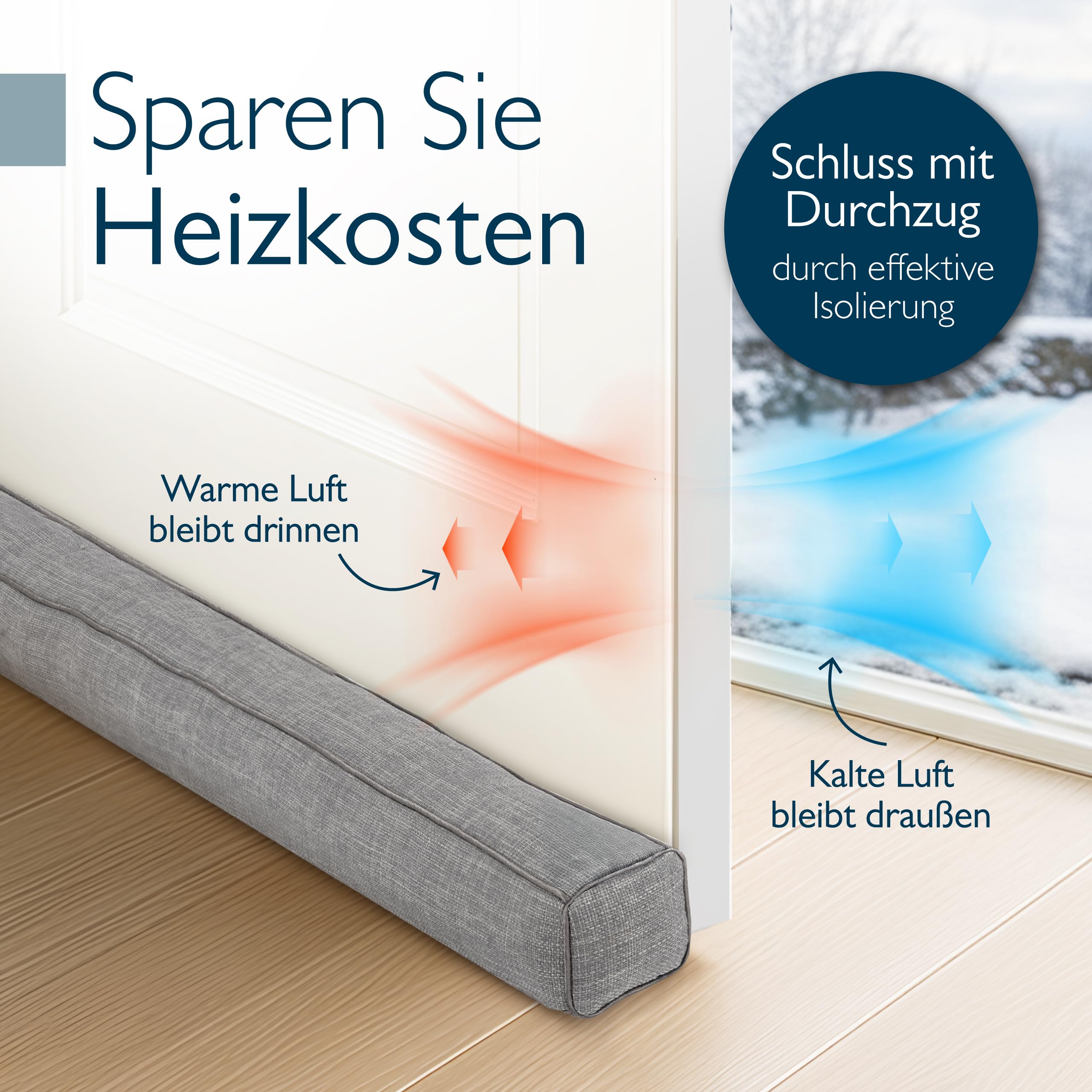 Beautissu Zugluftstopper für Türen & Fenster in div. Farben & Größen – Marin