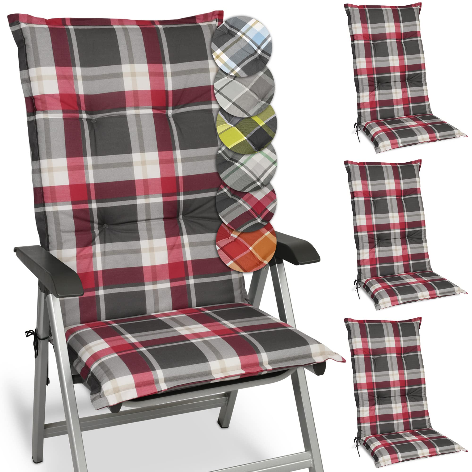 Beautissu Hochlehner Auflage Gartenstuhl 120x50 cm Sunny RO