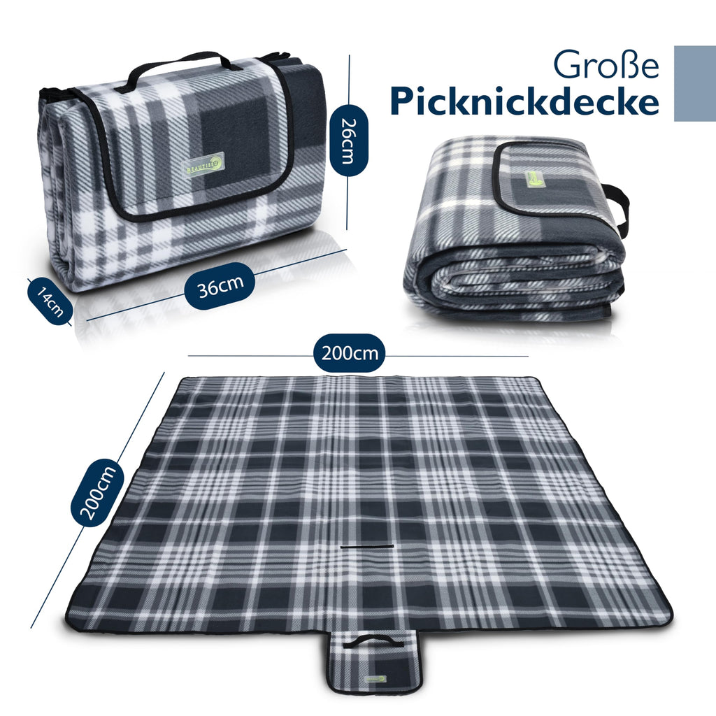 Beautissu XXL Picknickdecke Wasserdicht Isoliert Bella