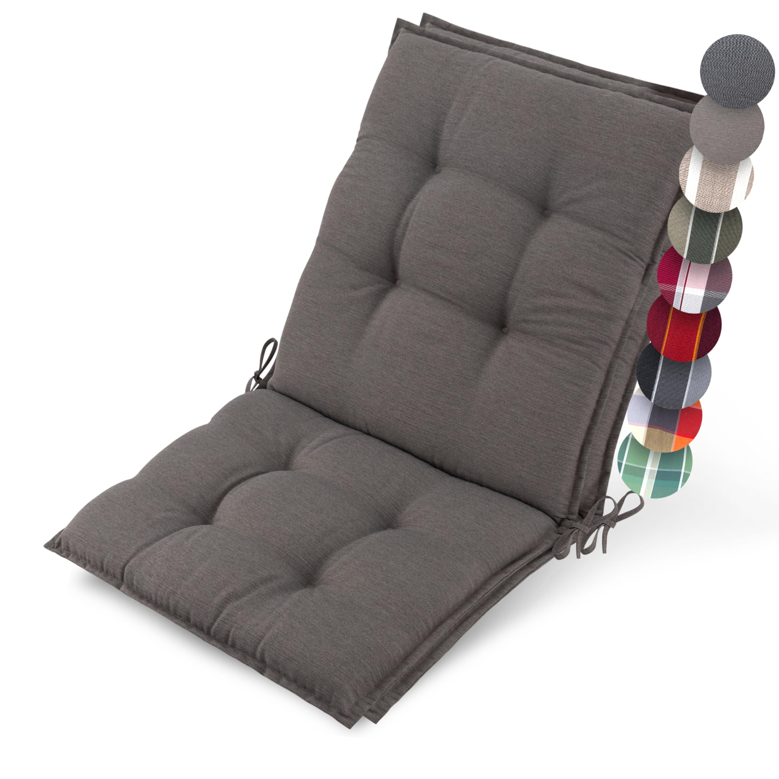 Beautissu Premium Niedriglehner Auflage Gartenstuhl 100x50cm Sun-NL